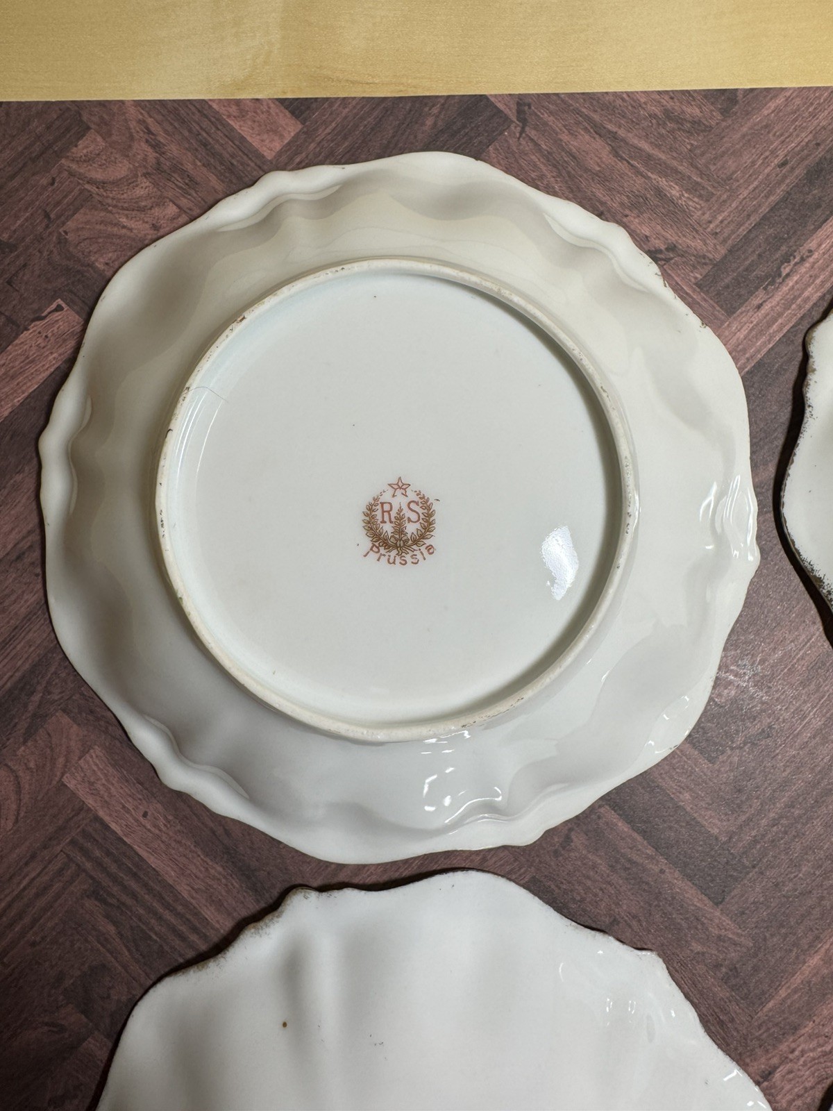 RS Prussia Floral Berry Bowls Set 4 PCS Scalloped Hand Painted