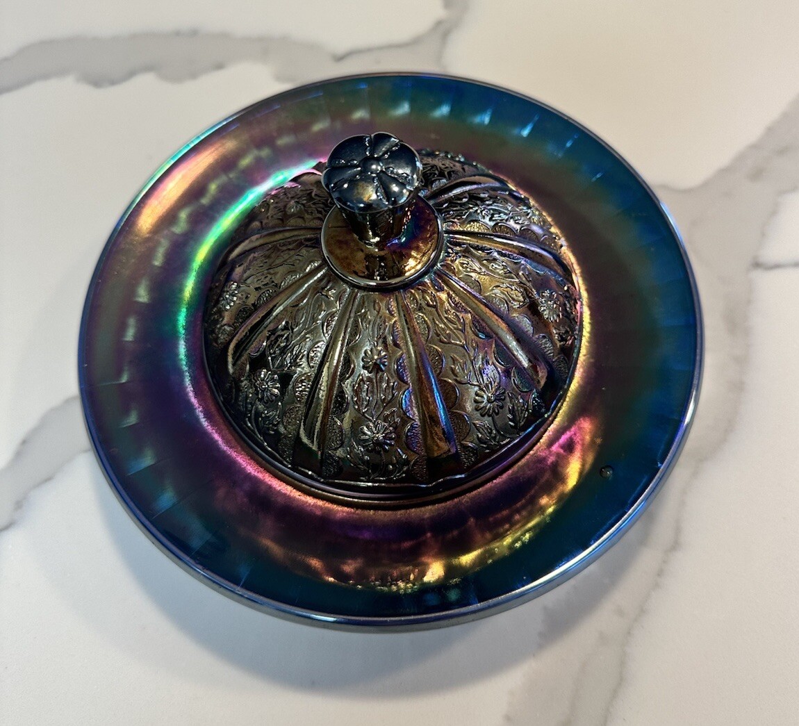 Glass Amethyst Carnival Glass Butter Dish Mixed And Match 2pc Lid Different READ