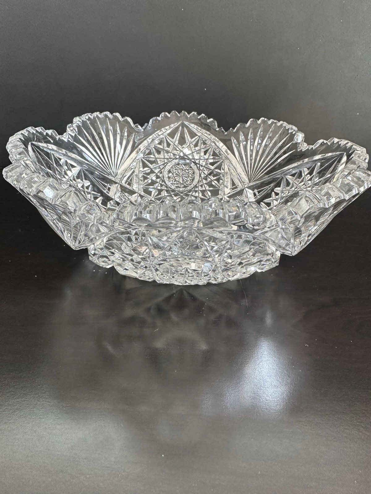 VTG American Brilliant Period (ABP) Cut Lead Crystal Glass w/Sawtooth Rim Bowl