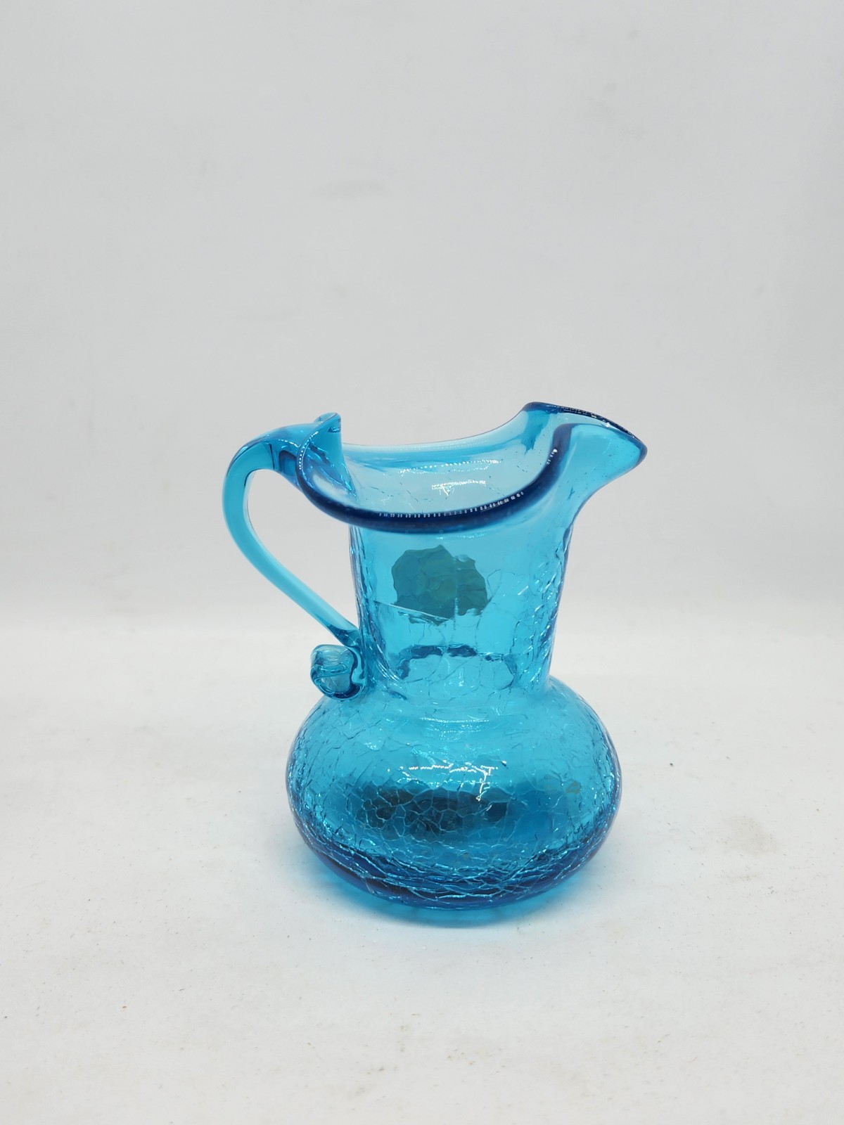 Vintage Kanawha Blue Crackle Glass Creamer Pitcher 3 Inches Glows!