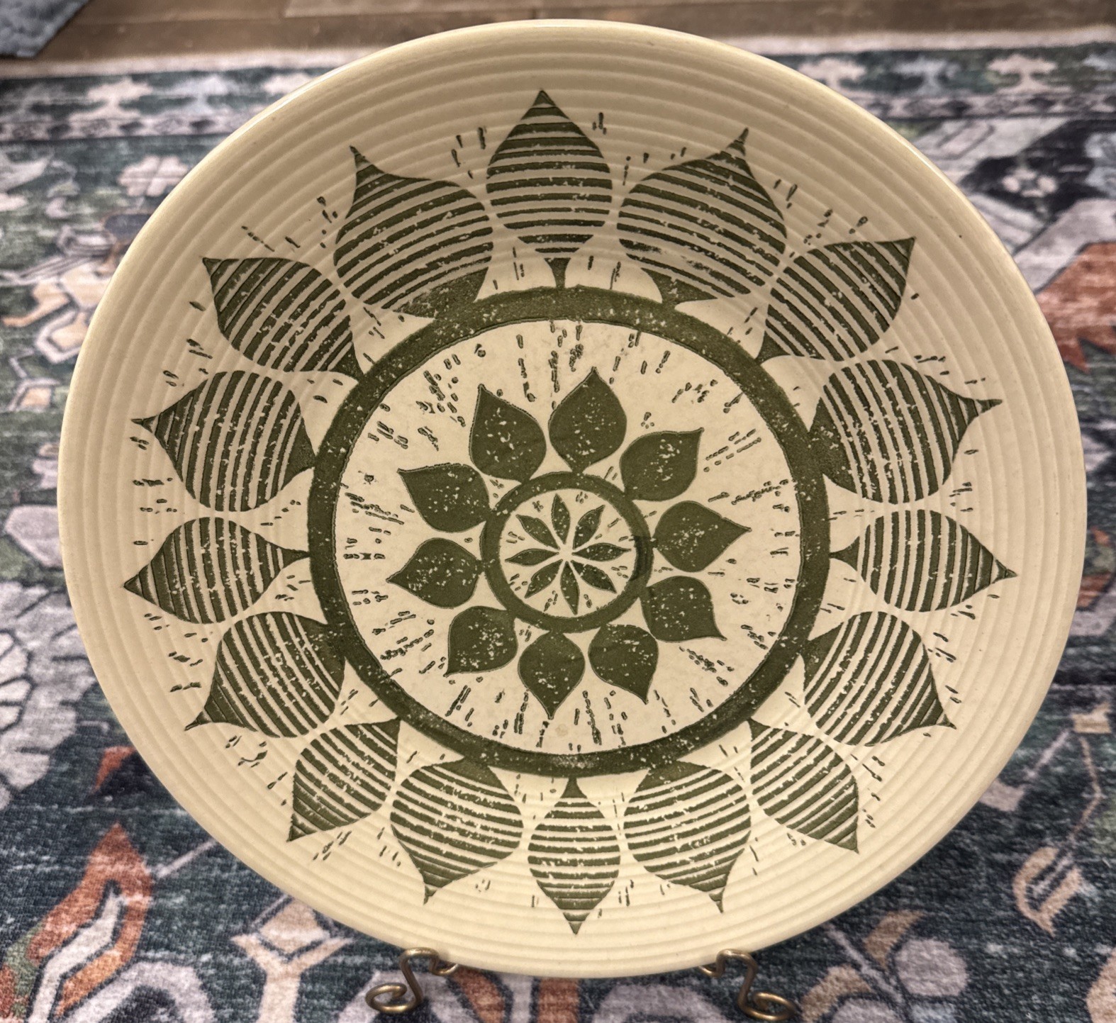 Vintage Harmony House Nordica 4582 Green Leaf 10.25″ Dinner Plate Mid Century