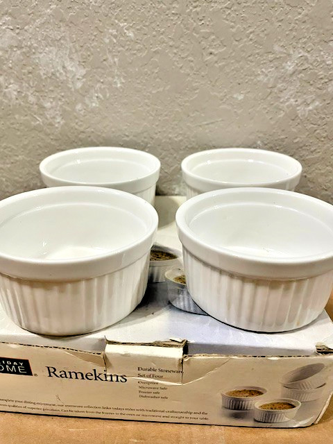 New Stoneware Ramekins Set of 4 “Holiday Home”, Free Shipping
