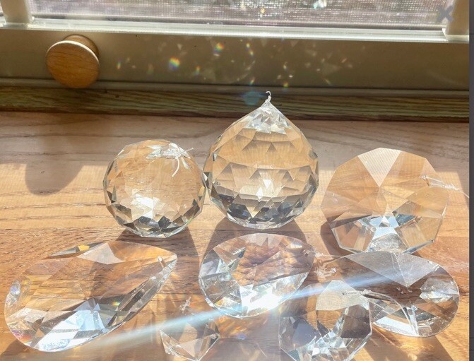 Window crystal pendant with many facets of diamond cutting process beautiful 8pc
