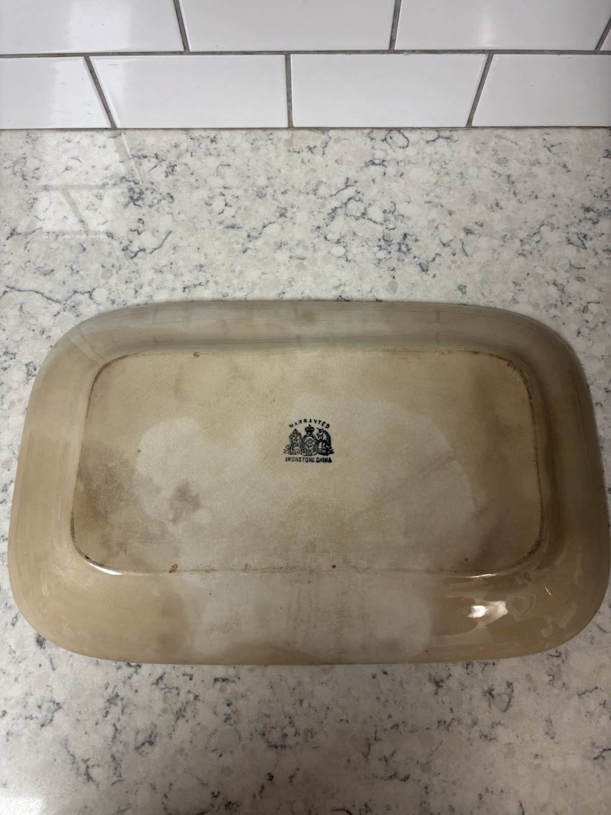 Antique English Ironstone Rectangular Serving Platter. Made In England