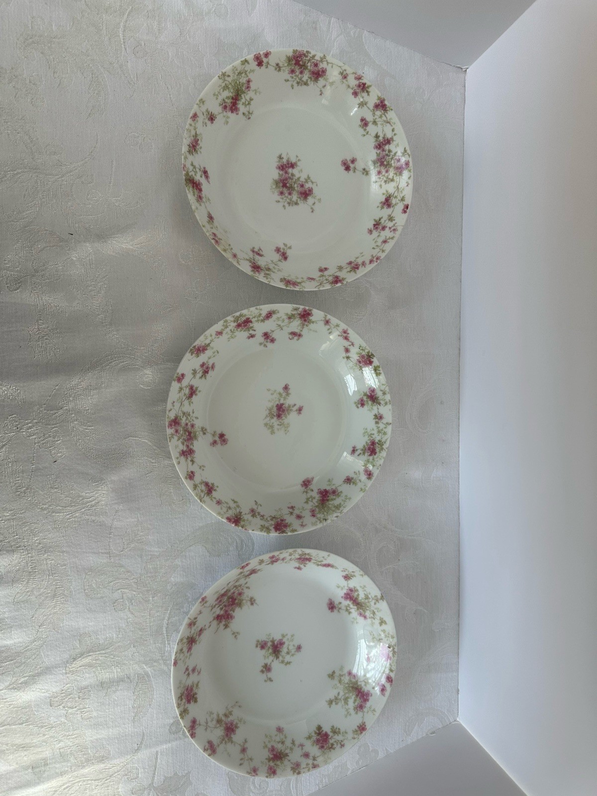 9 Charles Field Haviland Limoges 7.5”Salad/Cereal Bowls W/Pink Floral Sprays