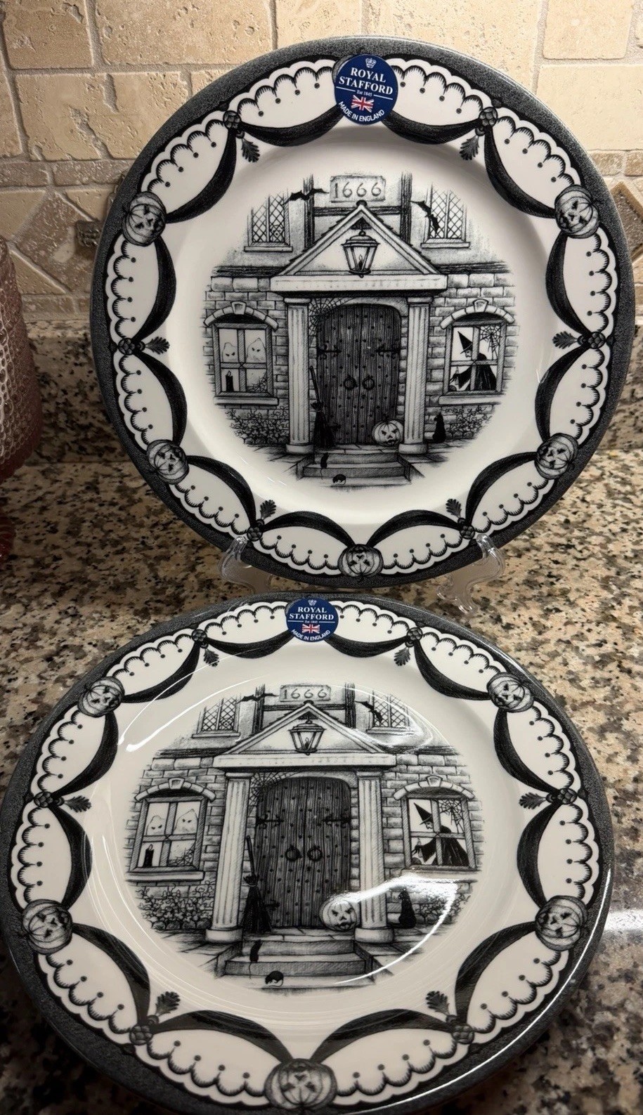 Royal Stafford Haunted House Dinner Plates Set of 2 Halloween 10 3-4”— New