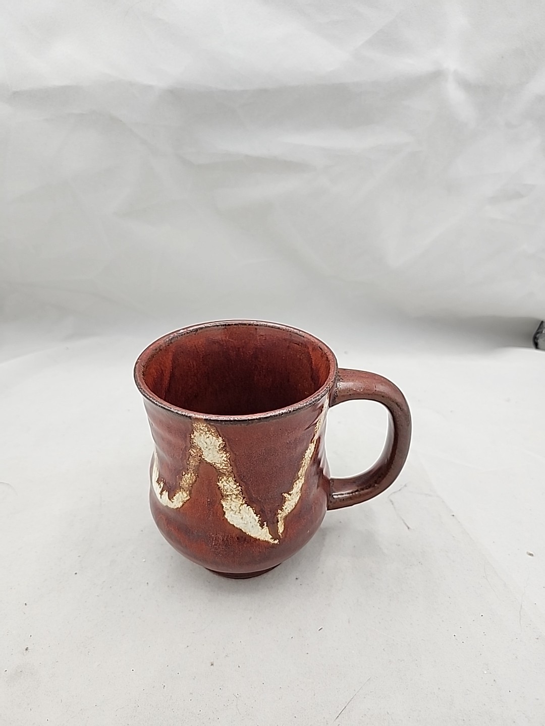 Studio Art Pottery Coffee Mug Red Drip Glaze Lava