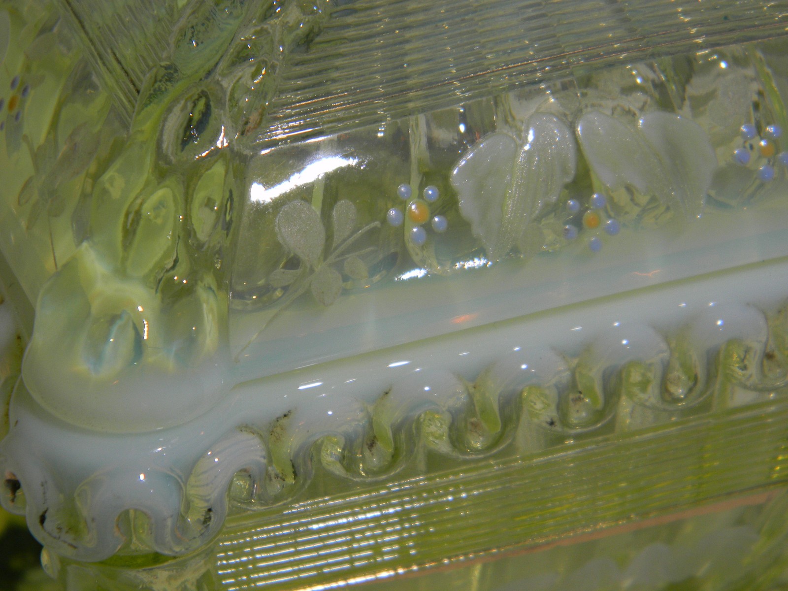 ~URANIUM GLASS NORTHWOOD CANARY VASELINE OPALESCENT ALASKA COMPLETE TABLE SET~