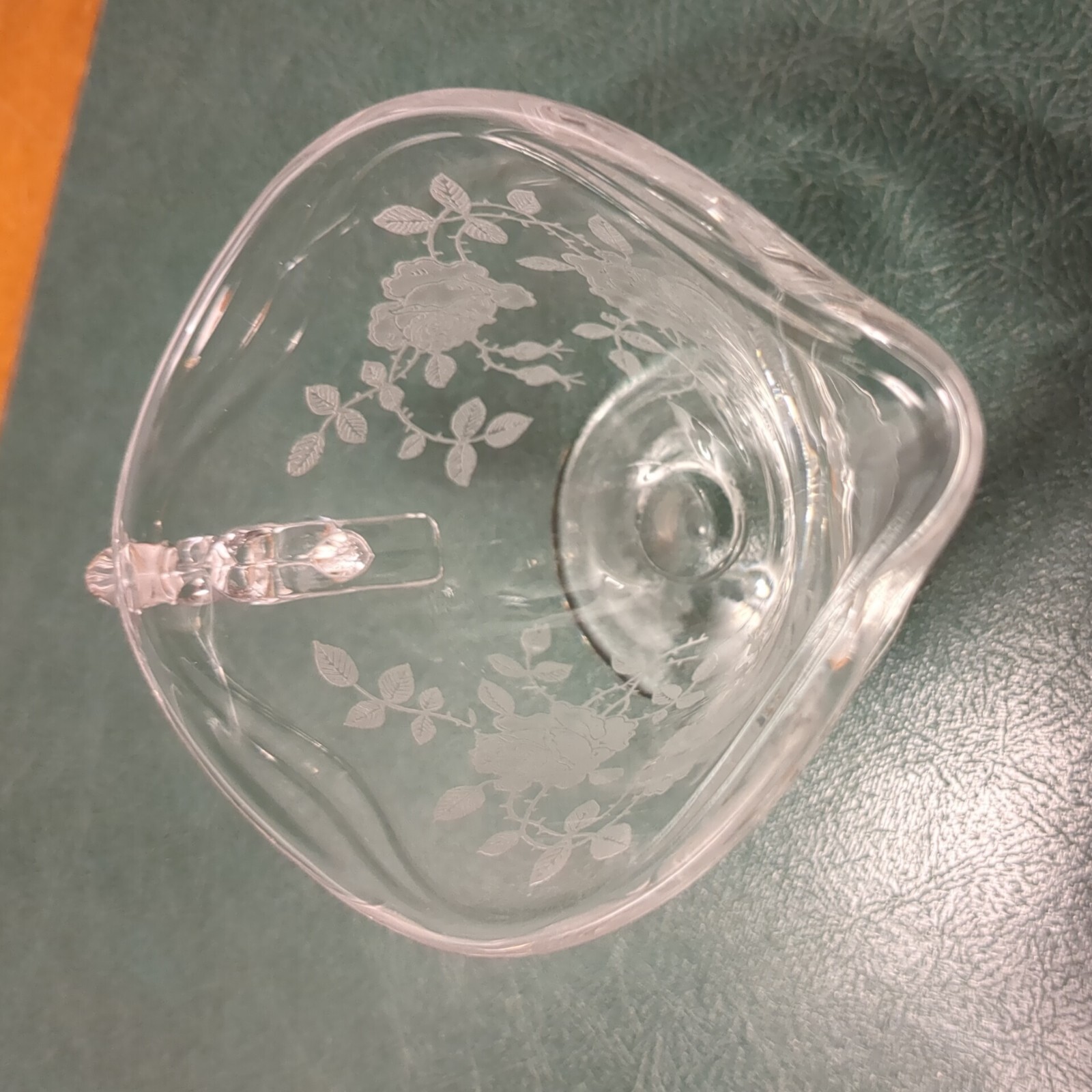 Creamer & Sugar w Willomere Etch ~ 3 inches tall Fostoria Coronet Glass