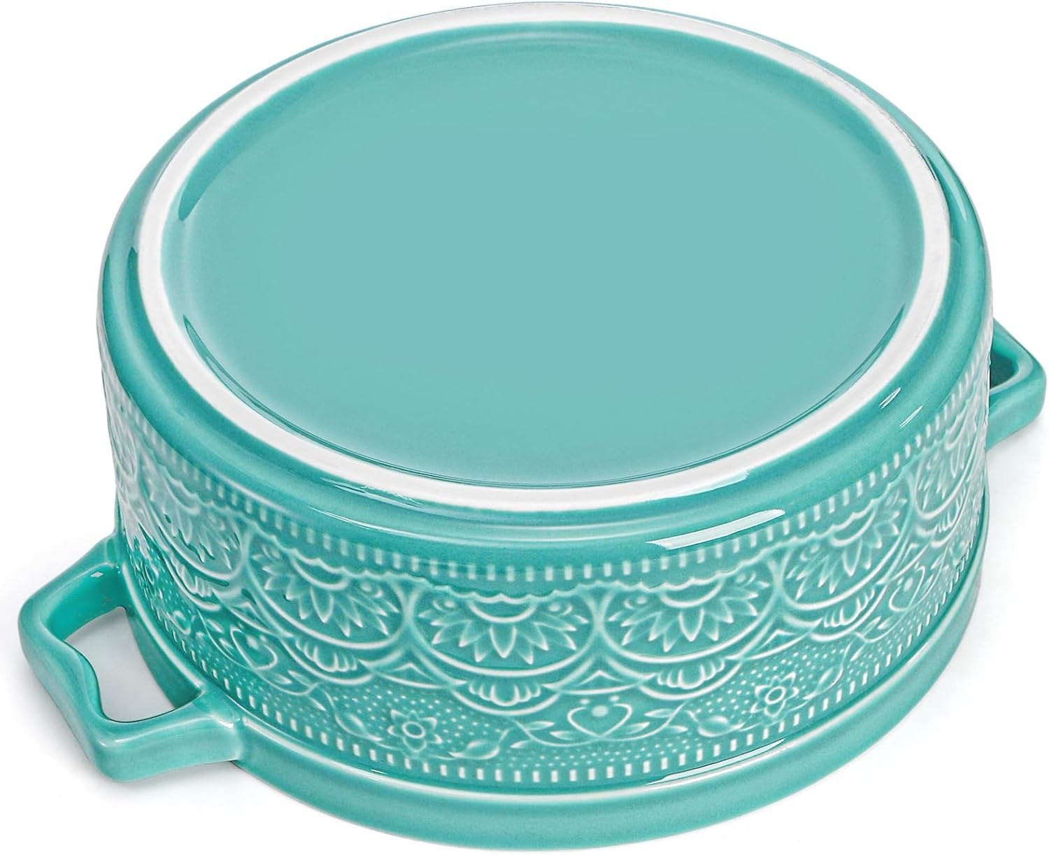 Elsjoy 2 Quart Round Ceramic Casserole Dish with Lid, 7.5 Inch Covered Casserole