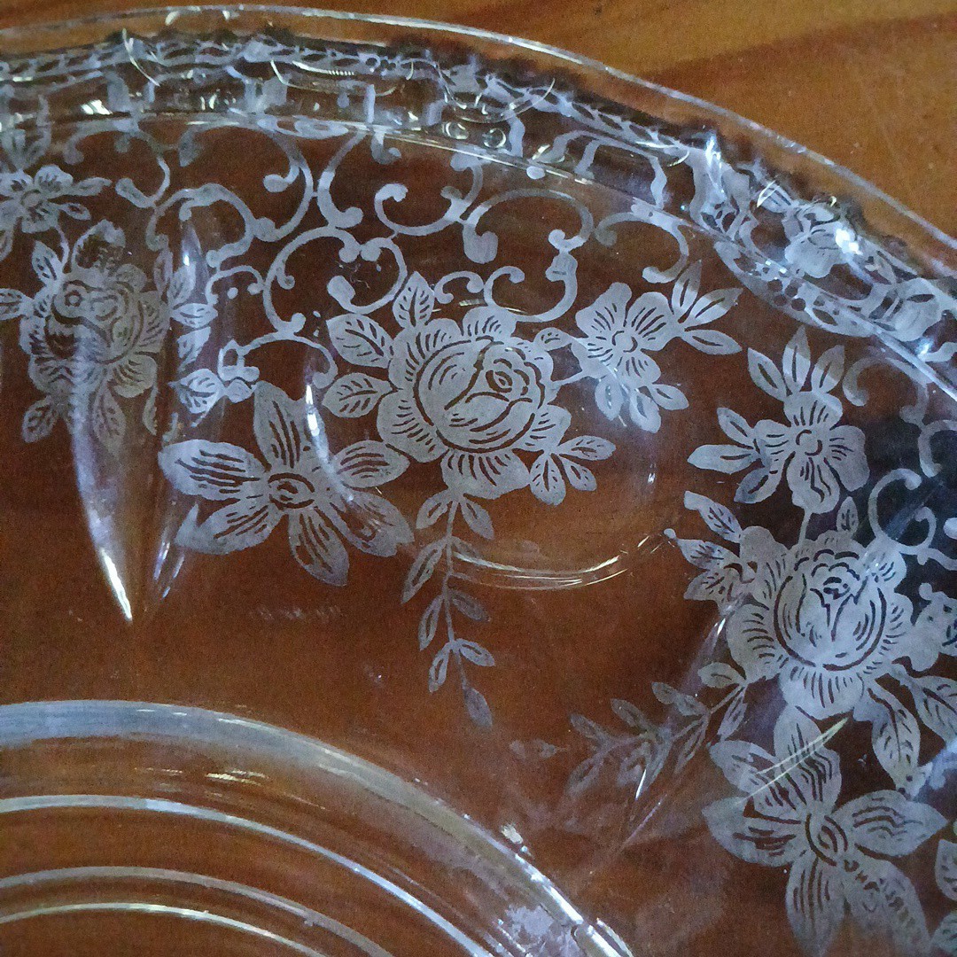 Anchor Hocking Savannah Floral Egg Plate/Serving Platter VTG 14″