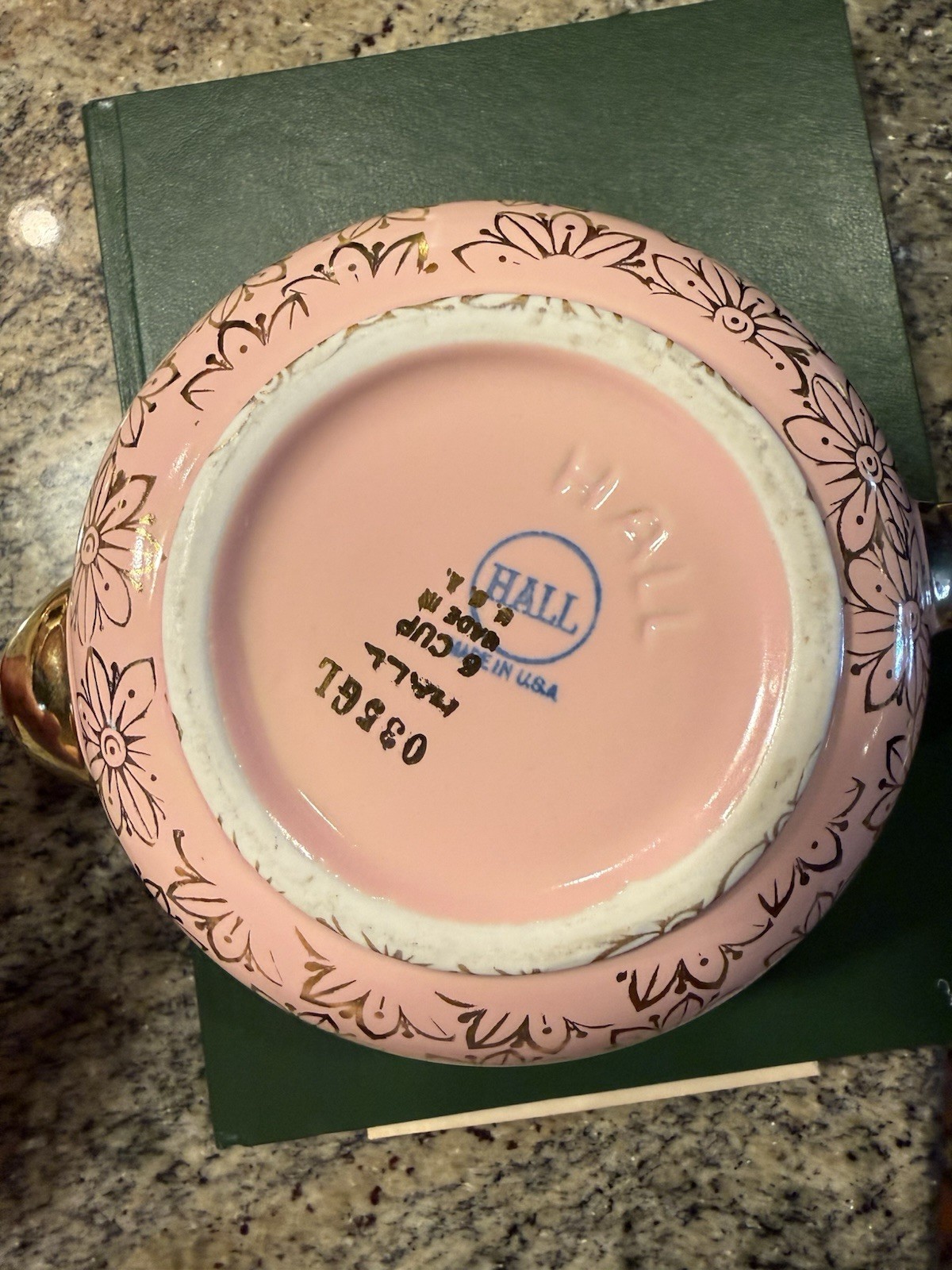 Vintage Hall China New York Daisies Pink & Gold 6-Cup Teapot #0356CL Made in USA