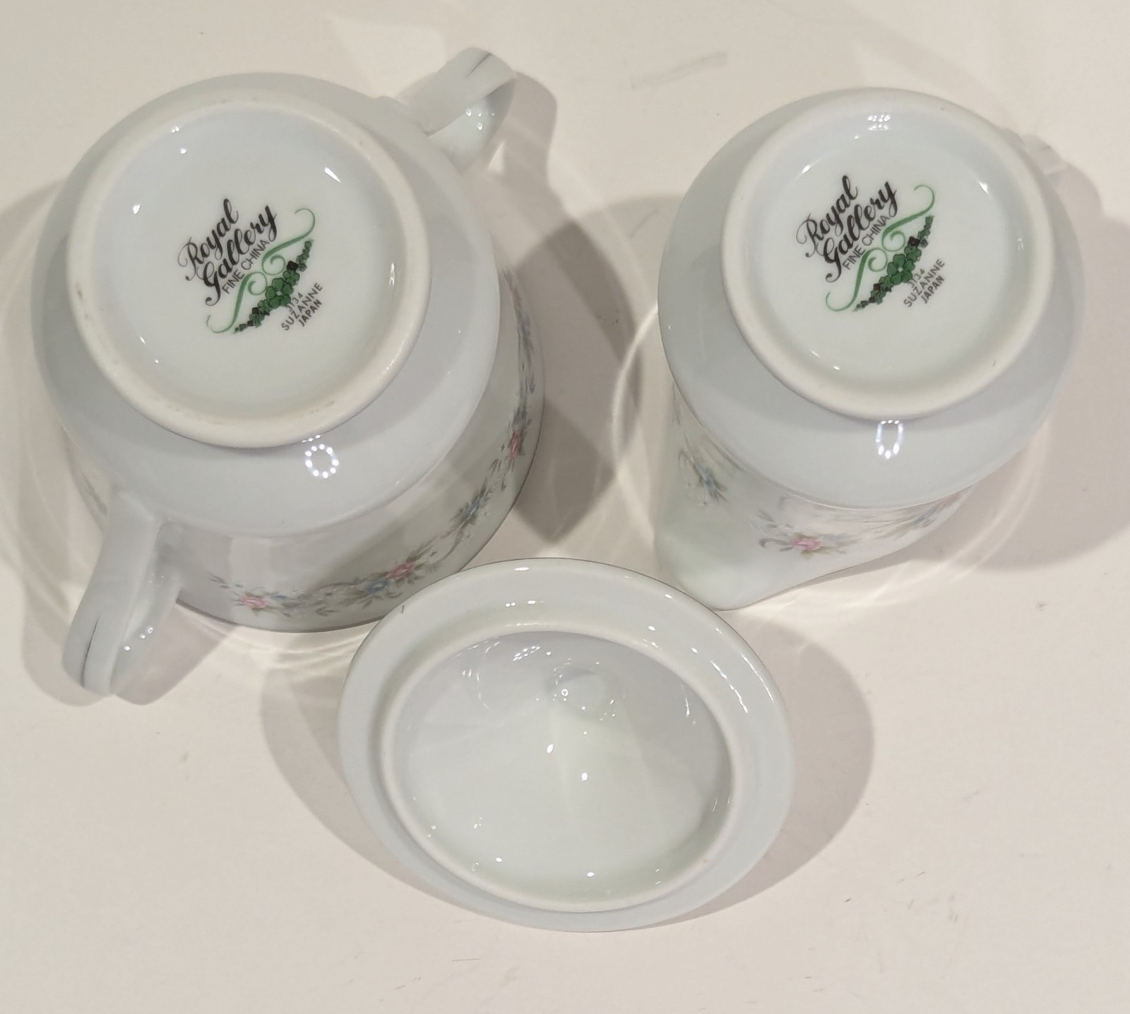 Royal Gallery Suzanne Creamer & Sugar Bowl Set, Floral Design 3134 Japan Vintage