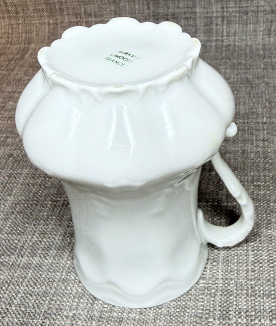 VTG Giraud Limoges France Cup & Saucer White Embossed Scalloped Fine Porcelain