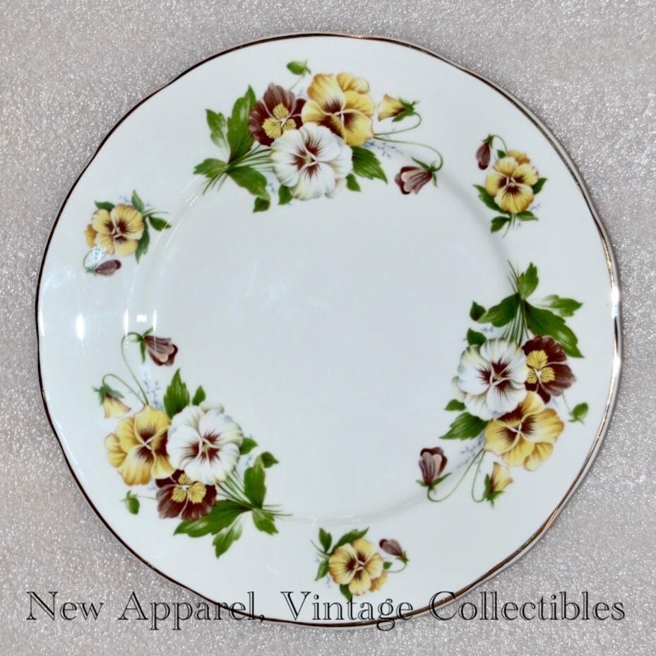 St. George (England) Lot of 4 Floral Salad Plate Set, 8-¼” Scalloped Bone China