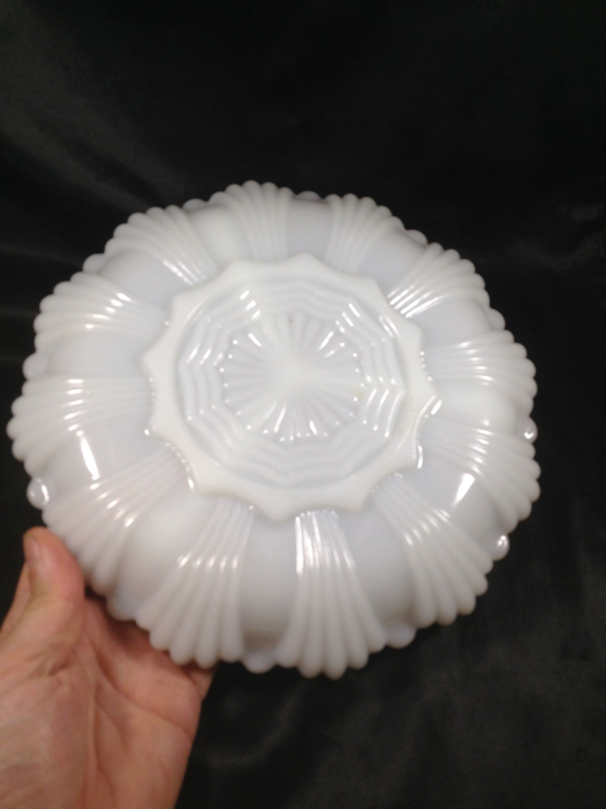 Vintage Anchor Hocking Milk Glass Divided Relish Vegetable Dish Gold Trim