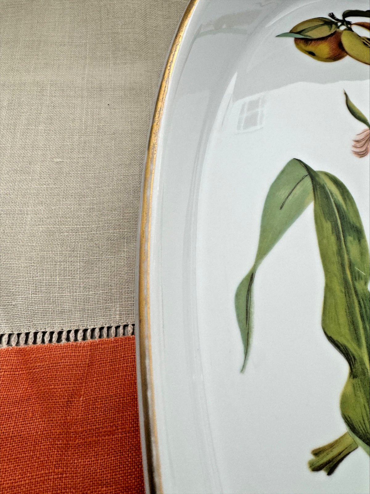 Royal Worcester Evesham Oval Platter – 14 Inch Porcelain Fruit Corn Gold Trim
