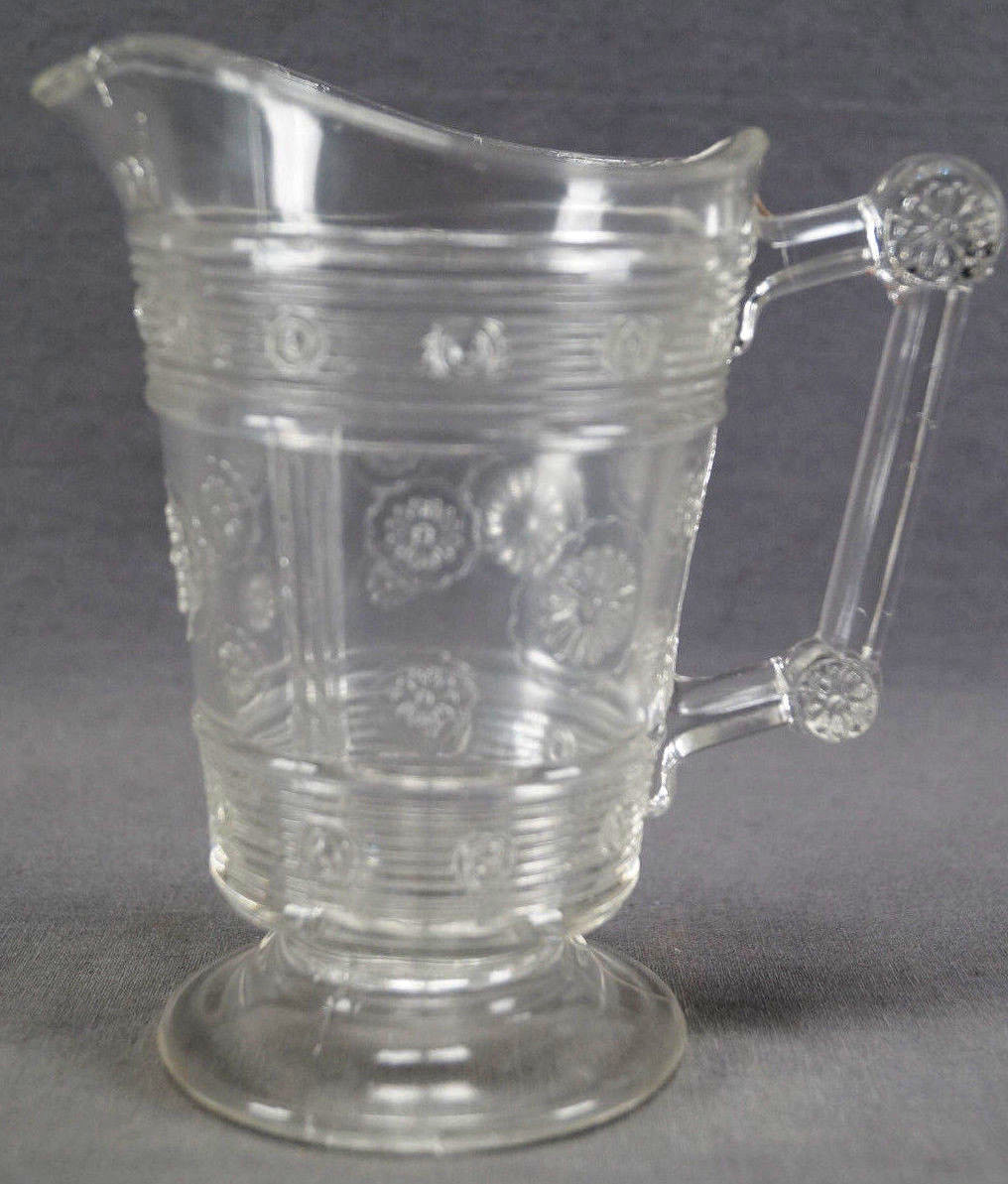 EAPG Bryce Bros / Us Glass Rosette Magic Pattern Creamer Circa 1880s – 1890s