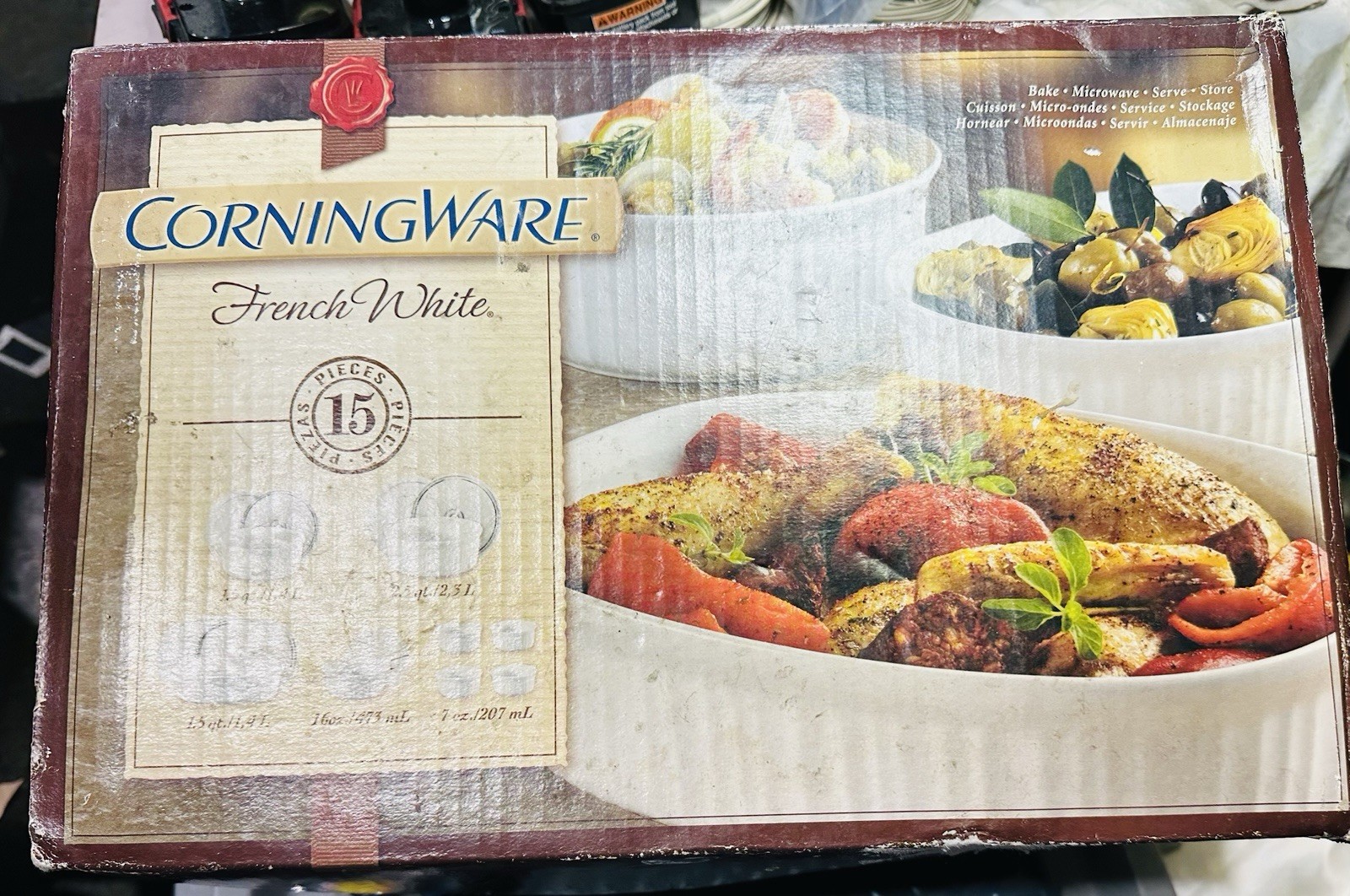 CorningWare French White 15-Piece Round/Oval Bakeware Set – Brand New