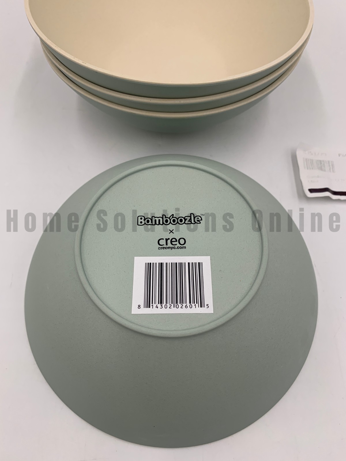 Pottery Barn Bamboozle X Creo Matte Meal Bowls S/4 Mint Blue 8″ diam #R7005