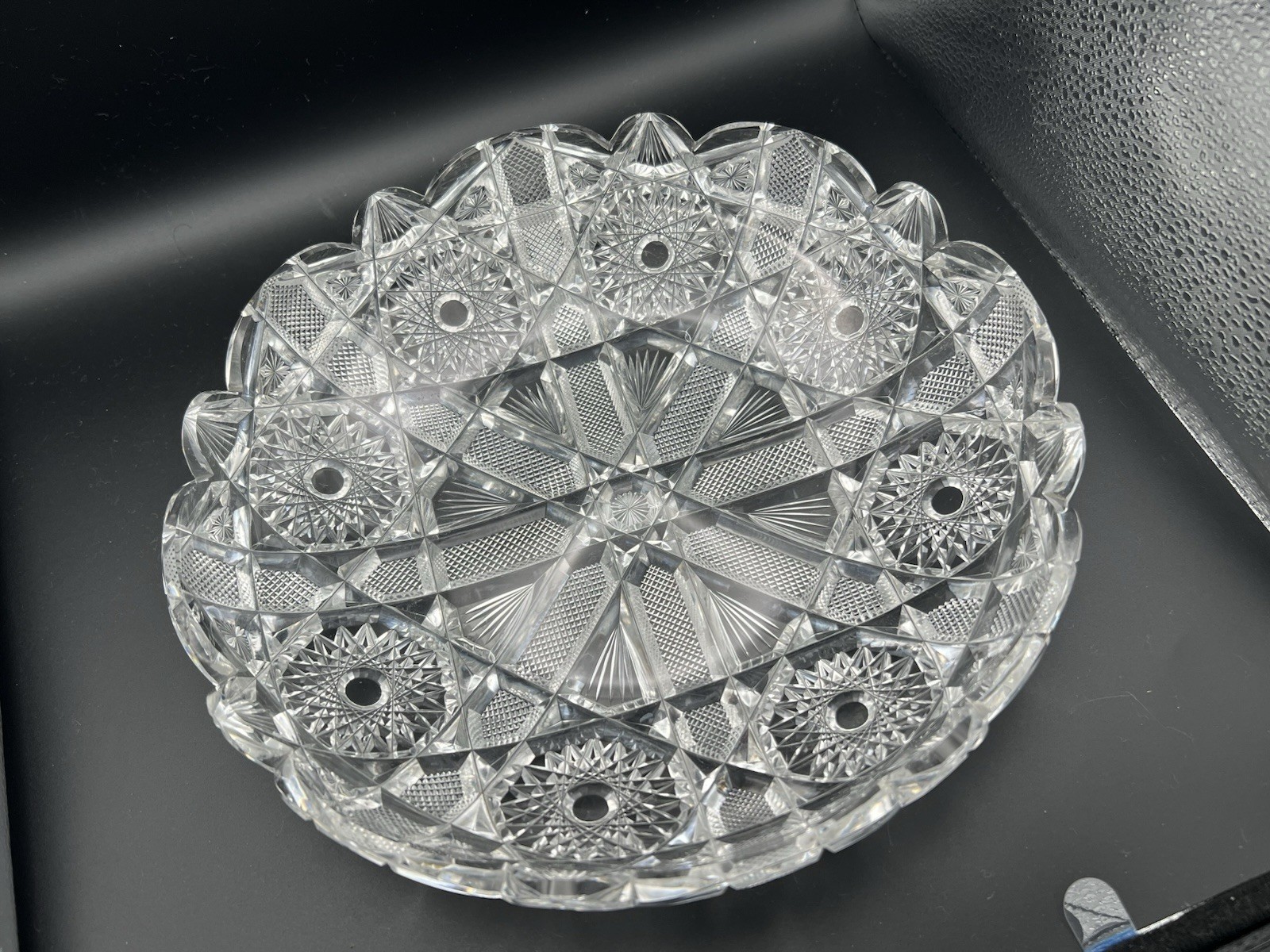 10-1/4” Rochester Glass Co. / HC Fry American Brilliant ABP Cut Crystal Low Bowl