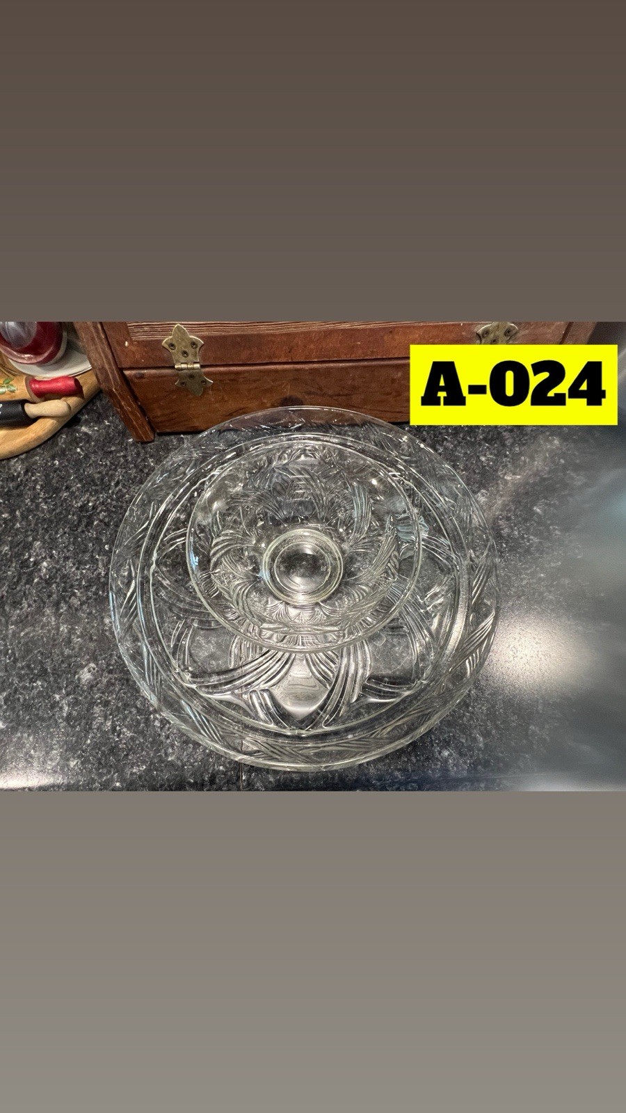 VTG Anchor Hocking “Swirl” Pattern Chip & Dip Dish