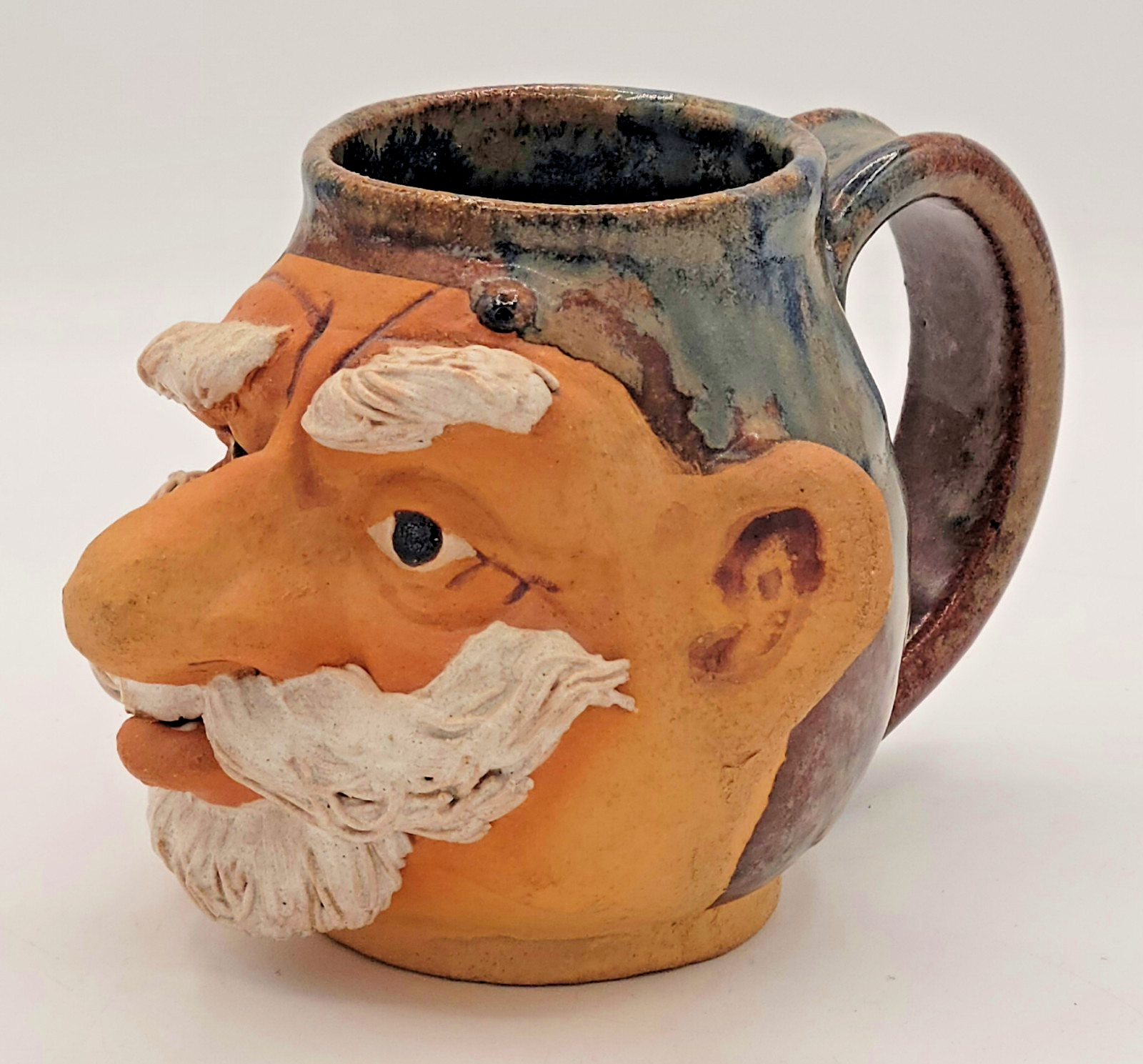 Stoneware Funny Ugly Face Old Man HANDMADE 3D MUG Pottery Art Anthropomorphic