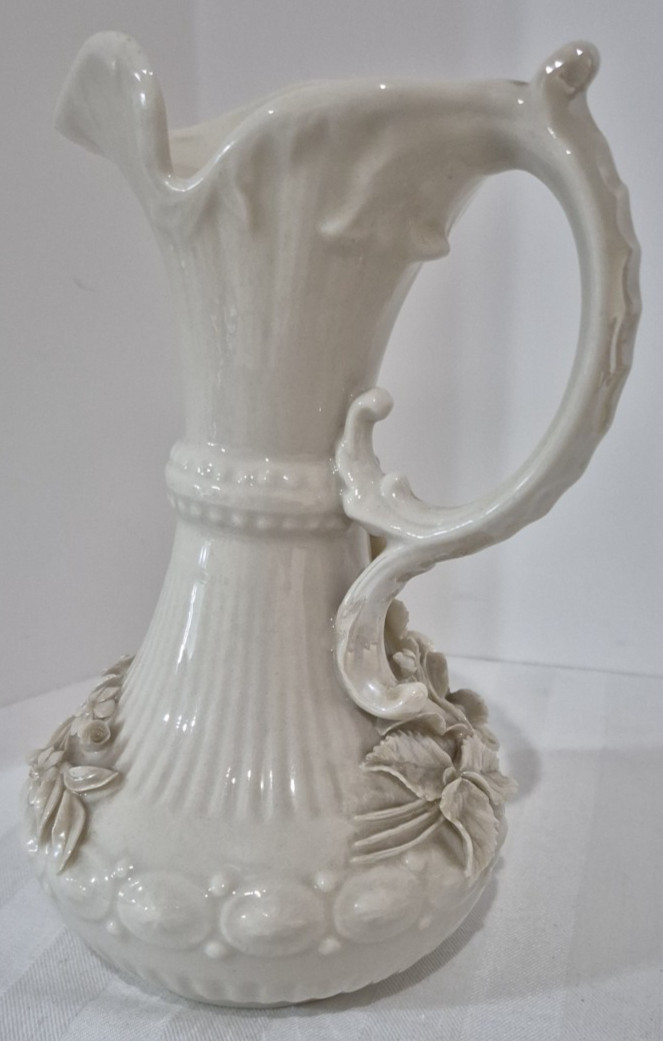 Vintage Belleek Aberdeen Pitcher Applied Flowers Ireland Green Mark