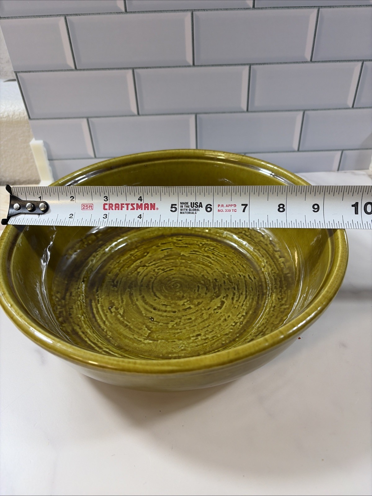 Vintage USA Olive Green Casserole Dish Bowl Lid Pottery Stoneware; MCM Beauty!!