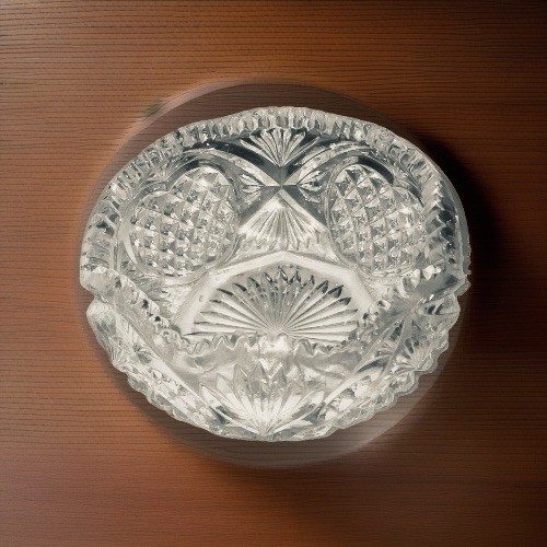 American Brilliant Period Antique Hand Cut Star Hobstar Sawtooth Rim Bowl