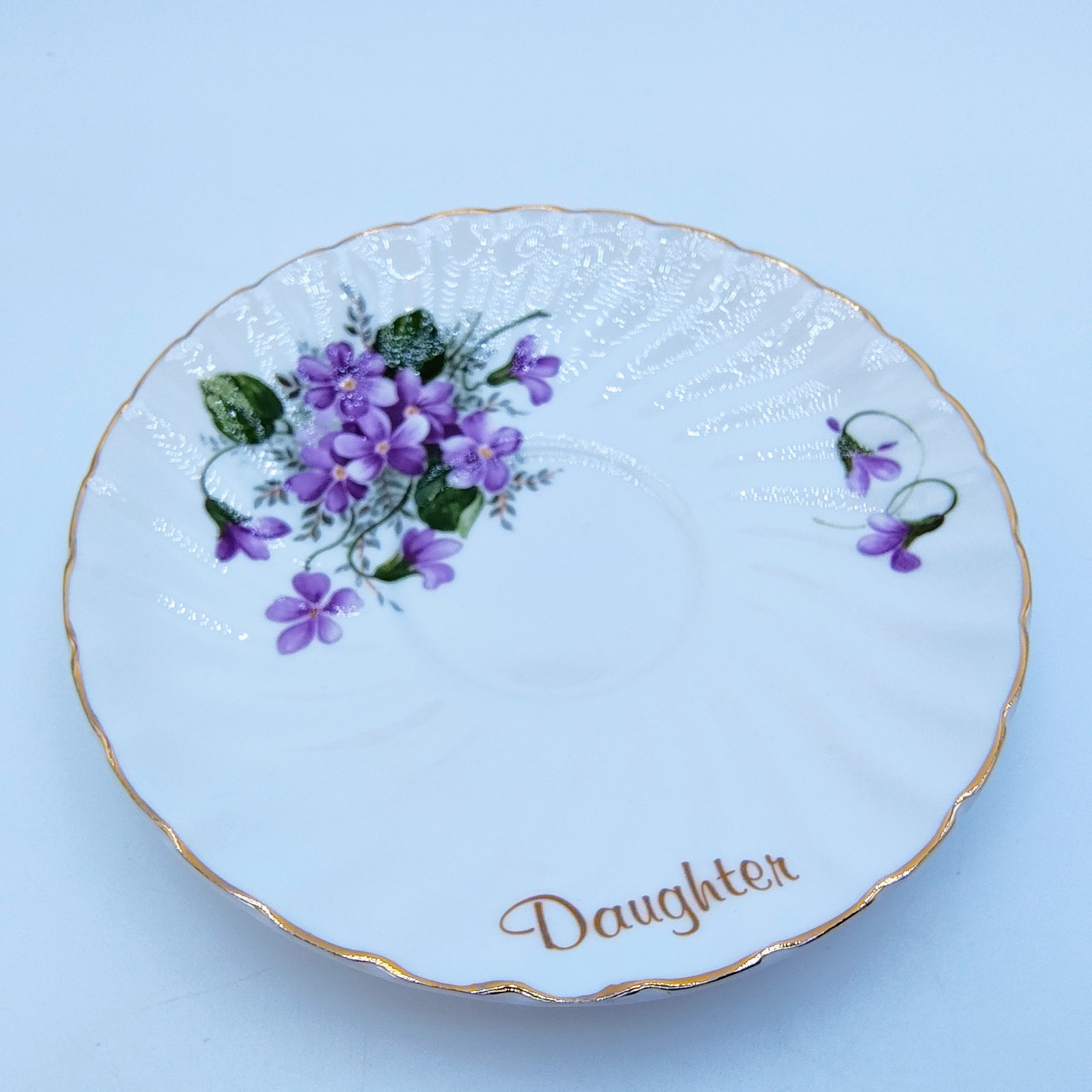 Vintage Staffordshire Collection Daughter Teacup & Saucer Violets Floral England