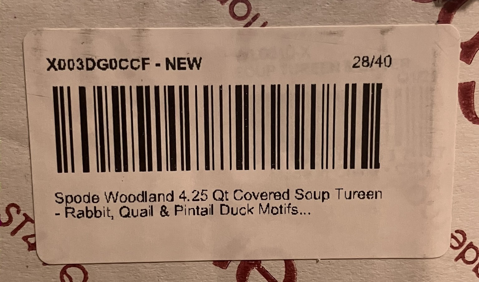 NEW – Spode Woodland 4.25 quart Covered Soup Tureen *CRACKED* – FREE SHIPPING!!!