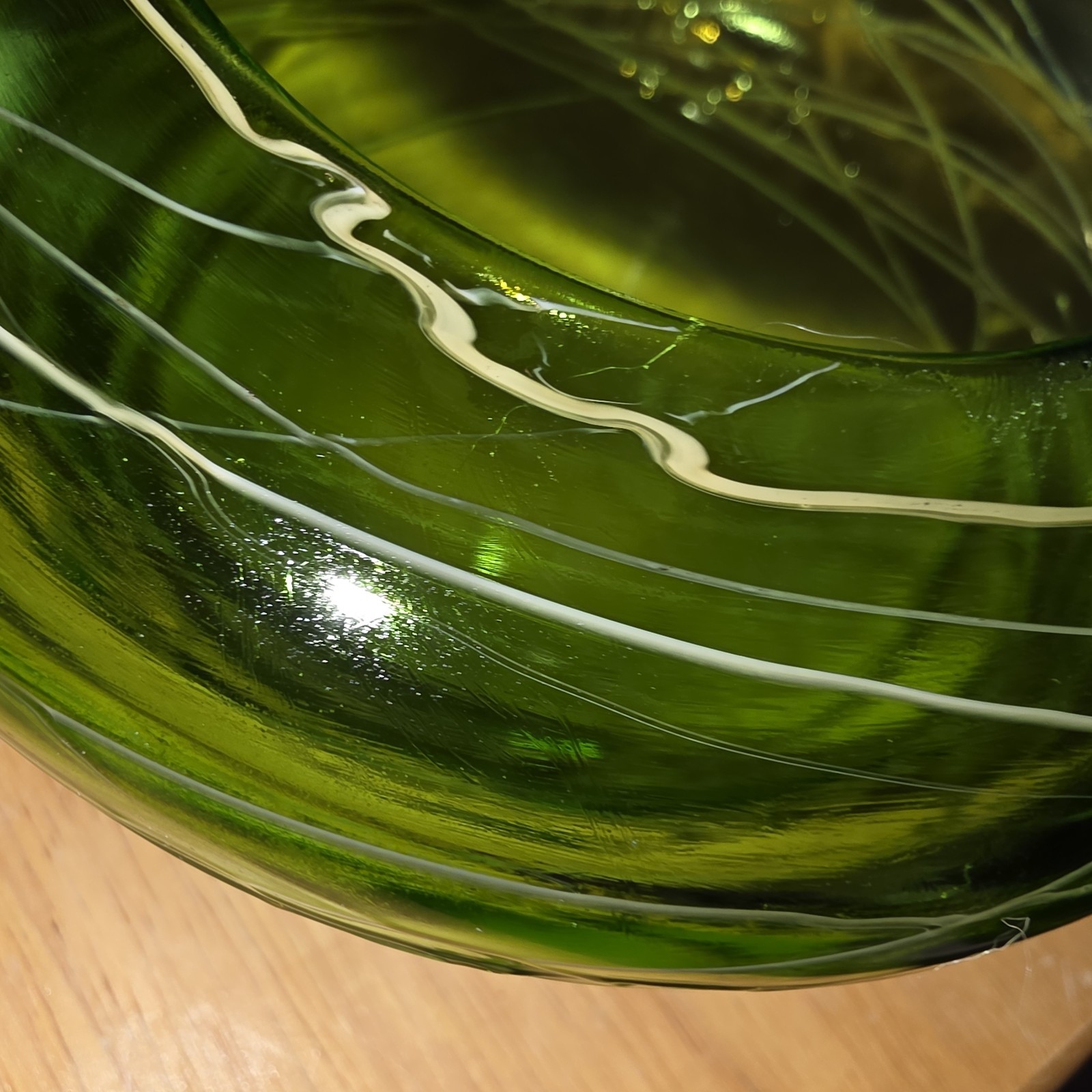 Vtg Dark Green Bowl Pillar Candle Holder MCM 1960’s 5 “W 3” Open White Threading