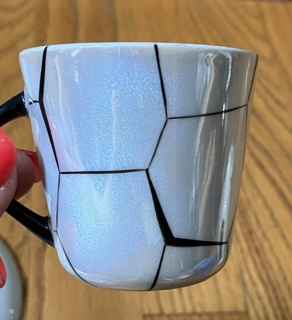 Chodziez Lustre Hexagonal Signed Demitasse Tea Cup Saucer Creamer Poland Vintage