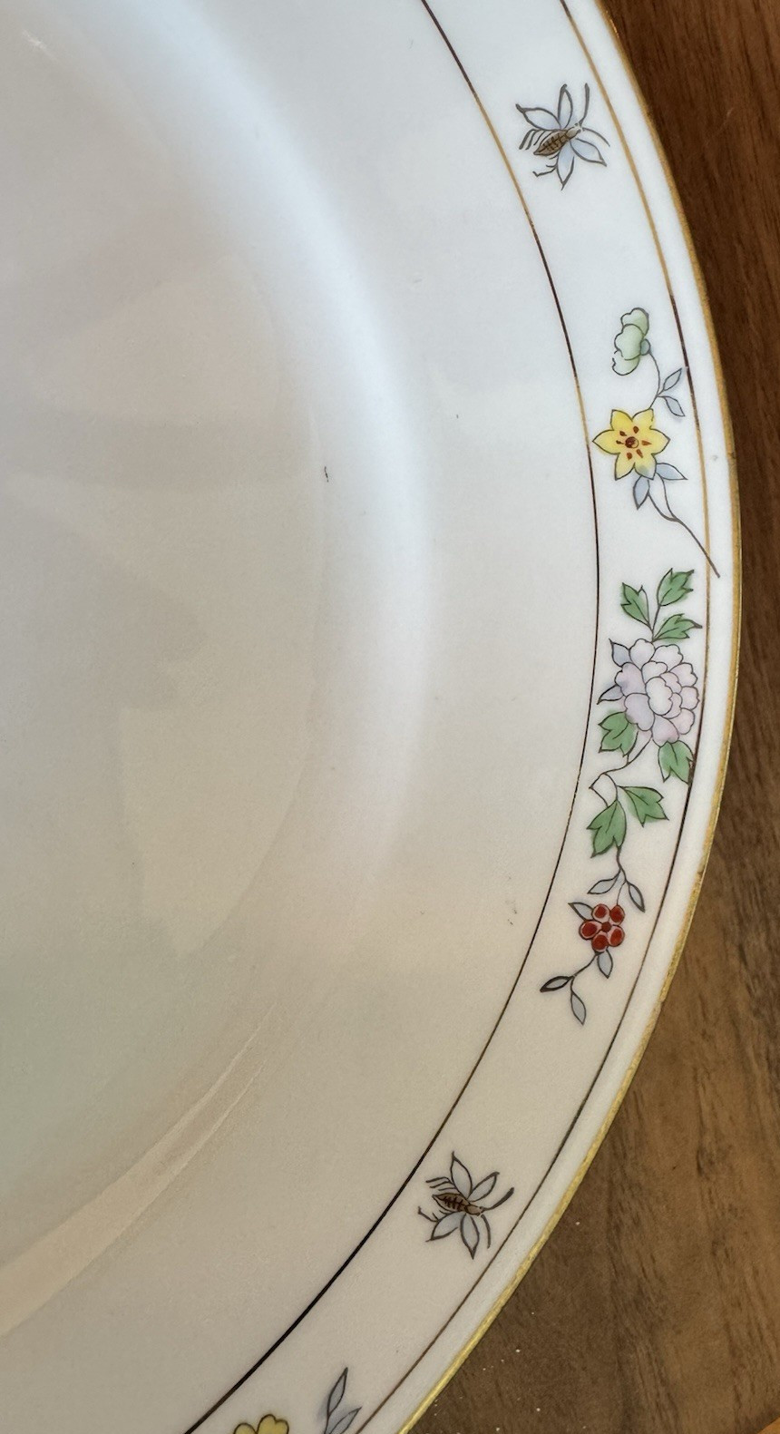 Noritake N1611 Field Japan (6) Dinner Plates Flowers Bees Rare Gold Hand Painted