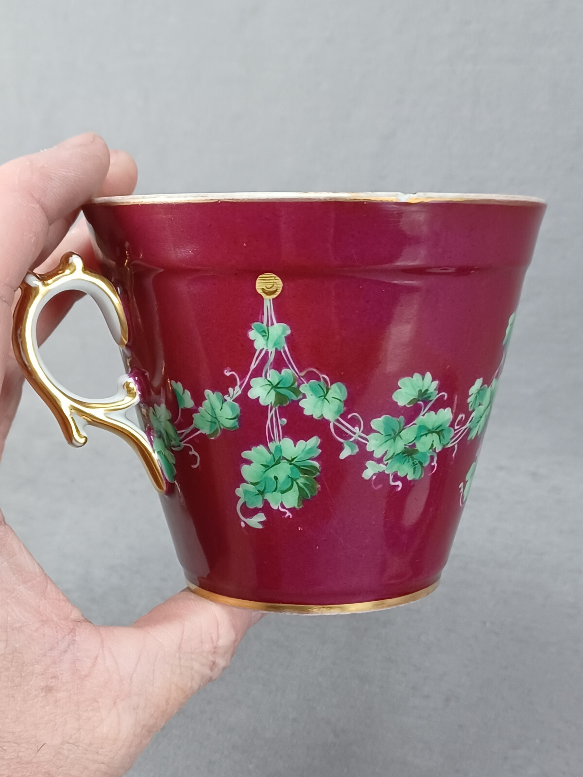 19th Century Austrian Hand Painted Neoclassical Portrait Oversized Cup & Saucer