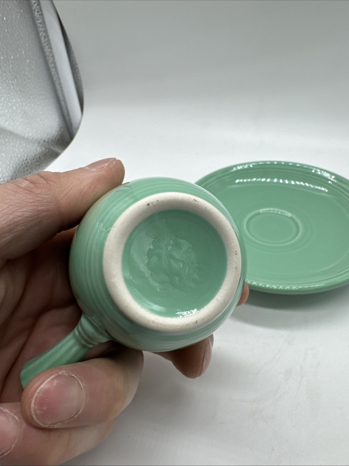 Vintage Sea Mist Green Fiestaware Fiesta Espresso Demitasse Cup & Saucer
