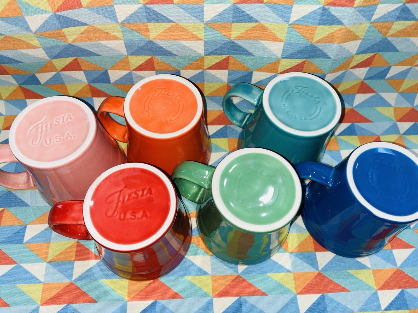 NEW bright set of 6 FIESTA TAPERED MUGS 15 oz FIESTAWARE Free Shipping