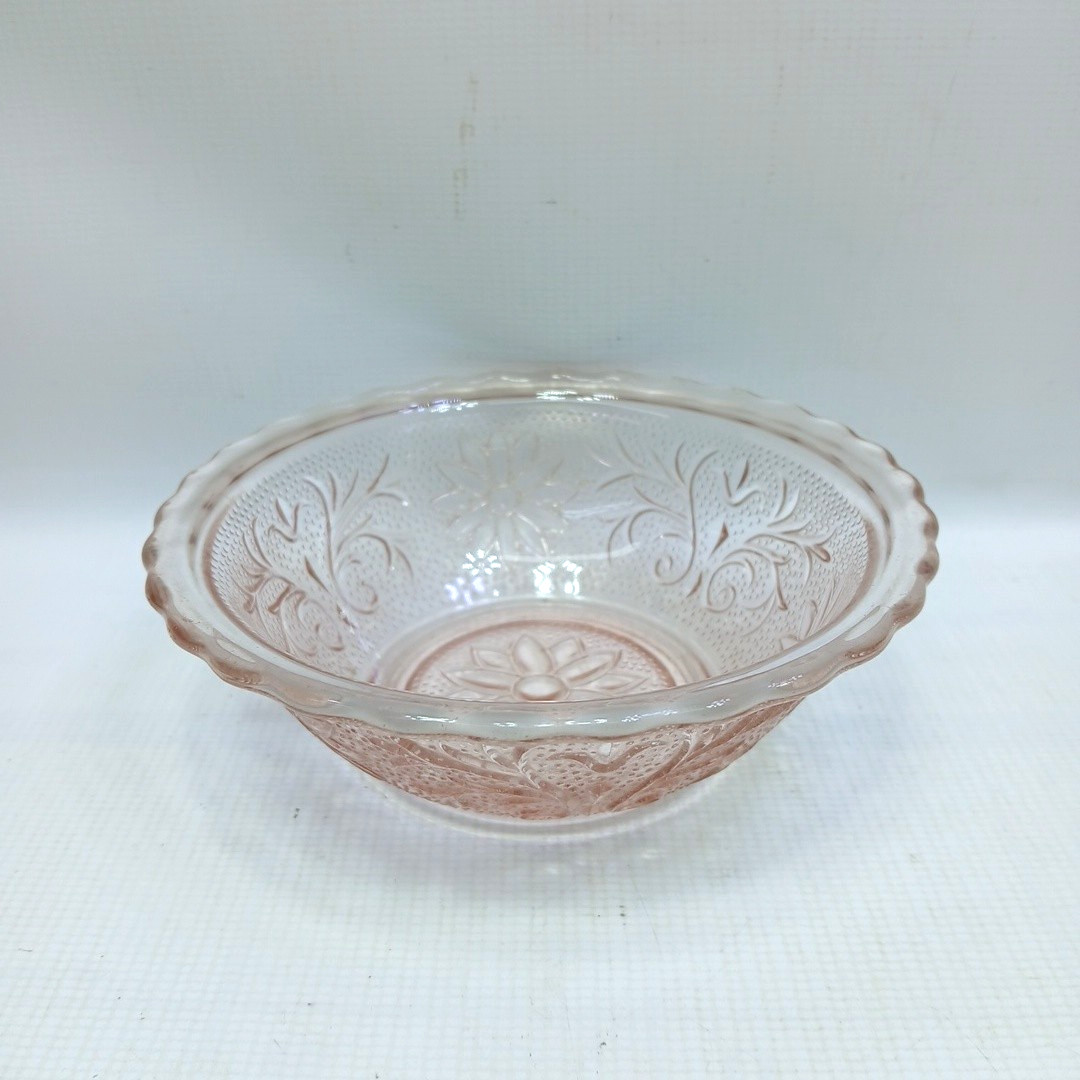 Vtg Indiana Glass Tiara Pink Sandwich Pattern Glass Cereal Bowl 5″