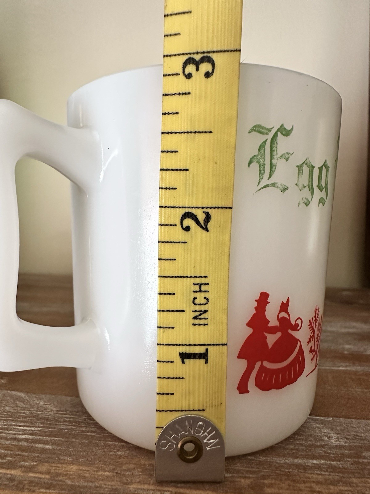 Tom and Jerry Vintage Egg Nog Chevy Chase Inn Milk Glass Hazel Atlas Mug Drink