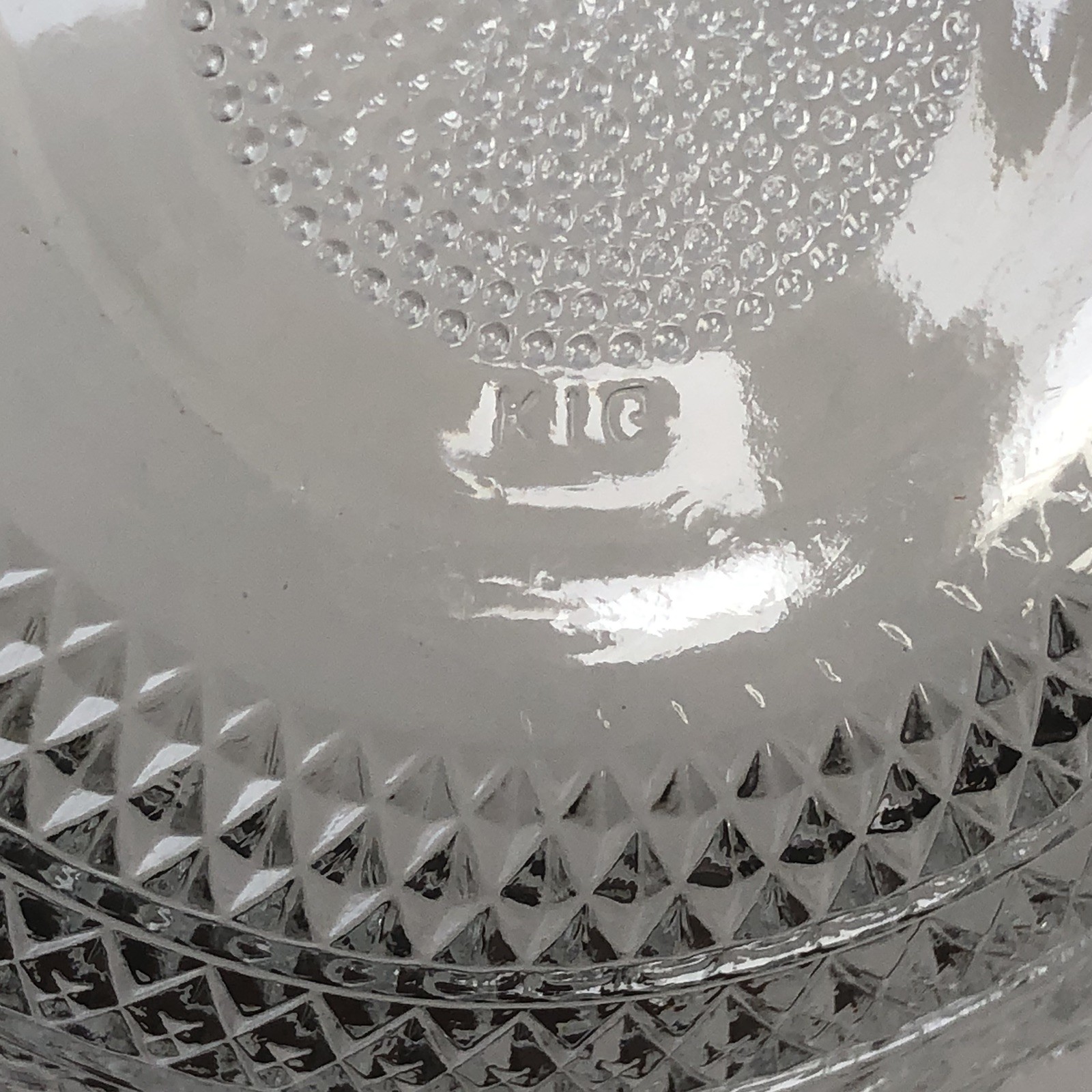 Vtg KIG Malaysia Crystal Sandwich Fleur de Lis Pattern Bowls 5 3/8″ Clear Set 2