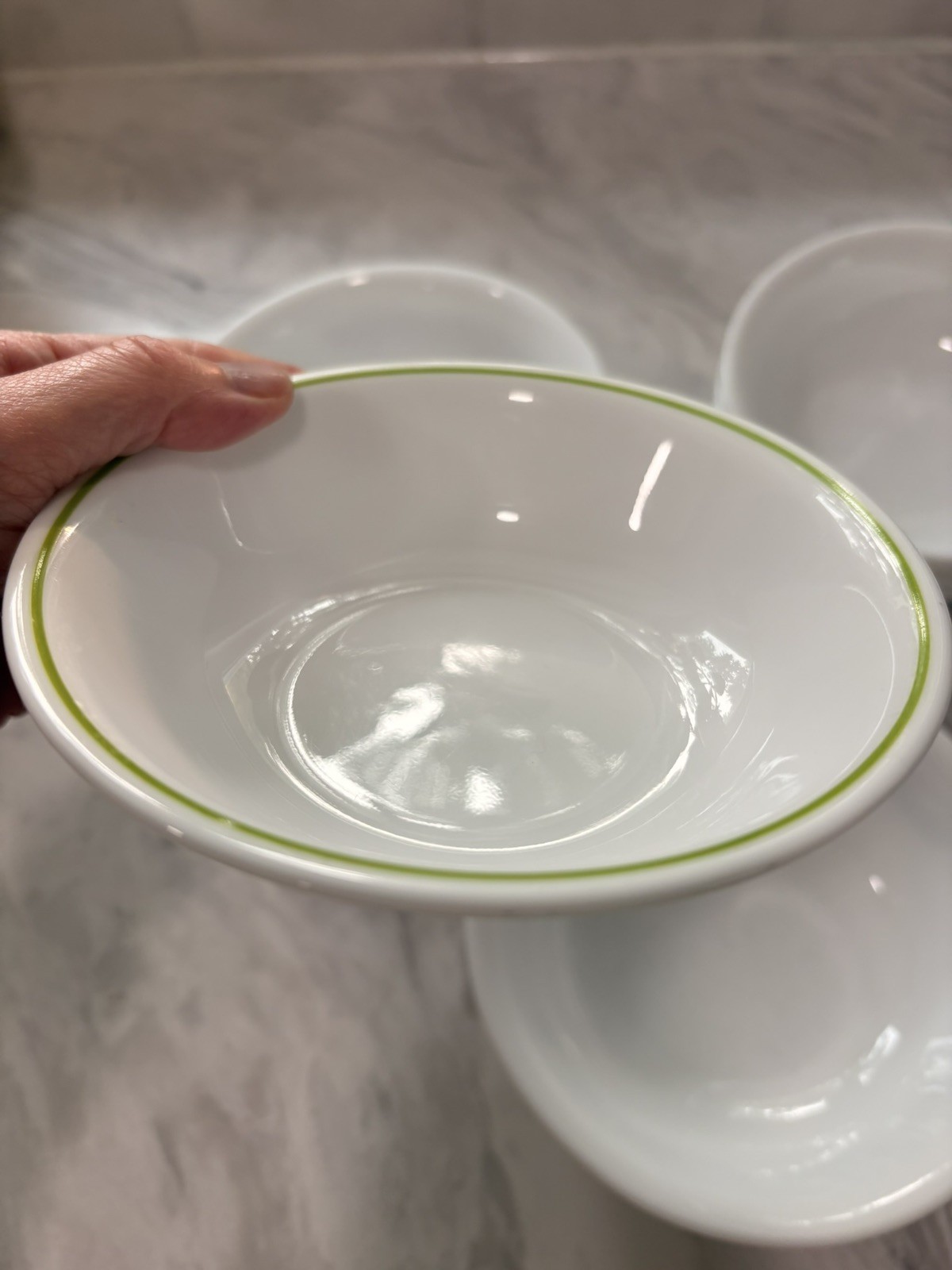 Mixed Lot Of Retro Corelle Bowls Large And Small Green, Blue And Plain 10 Total
