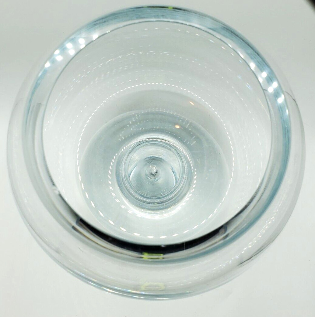 Modern Contemporary Crystal Bowl Vase Pedestal Clear Compote Beta Fish Floral