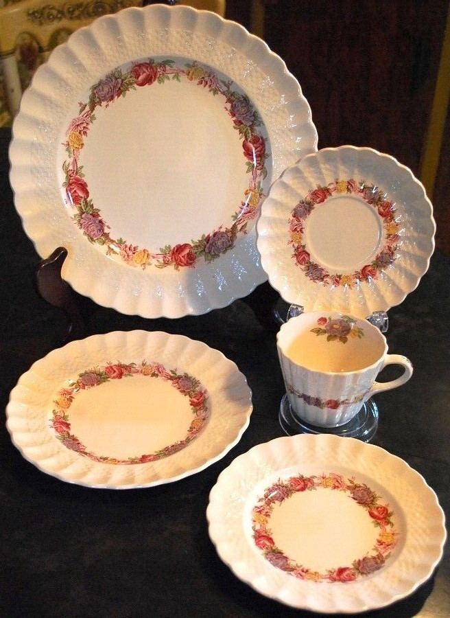 Vtg Set 3 SPODE ROSE BRIAR 5 Piece Place Settings [15 pc total] England OLD MARK