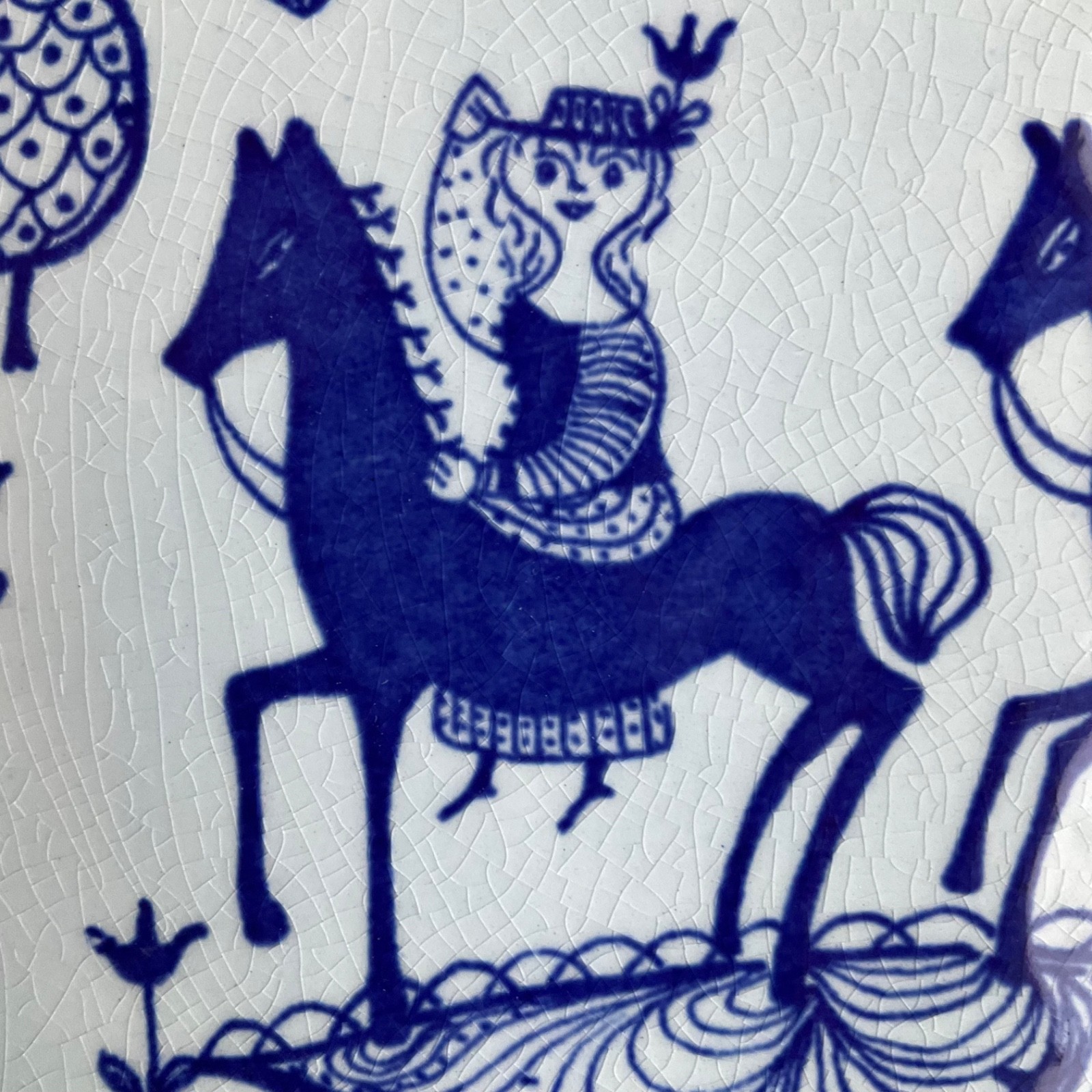 VTG STAVANGERFLINT NORWAY WALL PLATE KARI HORSES MID CENTURY SCANDINAVIAN 8″