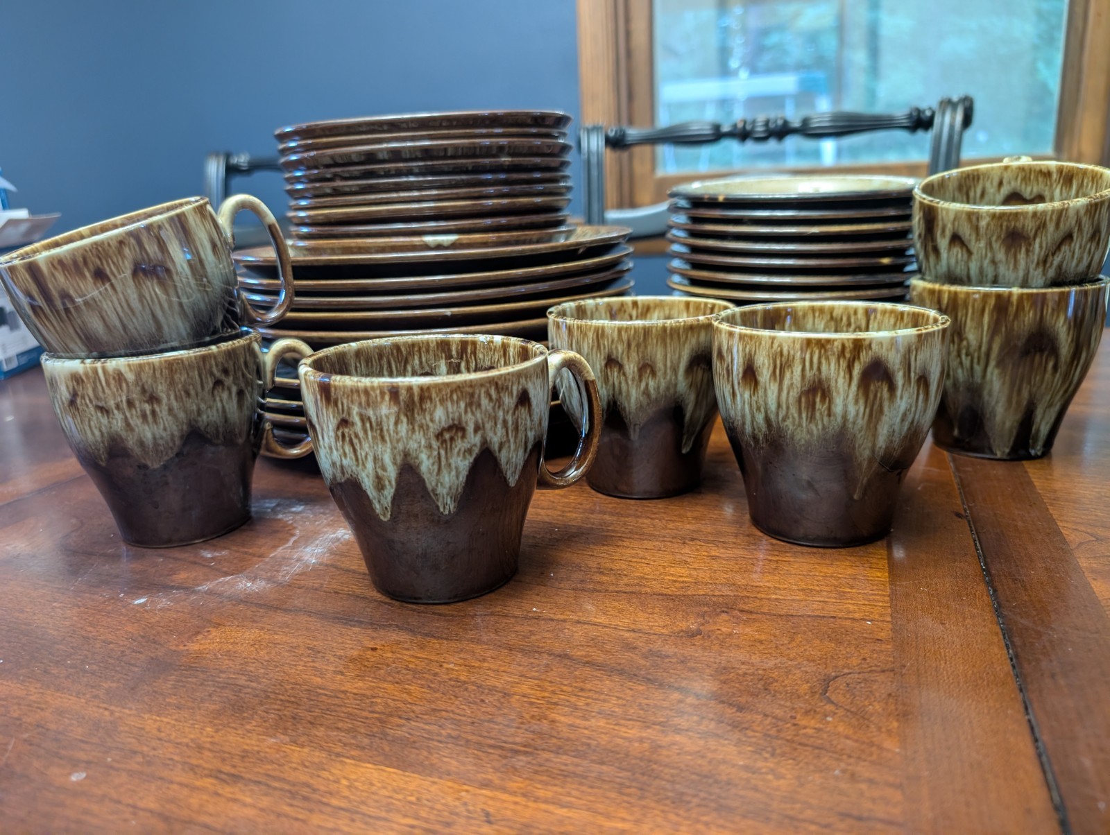36 Piece Vintage Canonsburg Carefree Ironstone Brown Drip Ironware Dinner Set