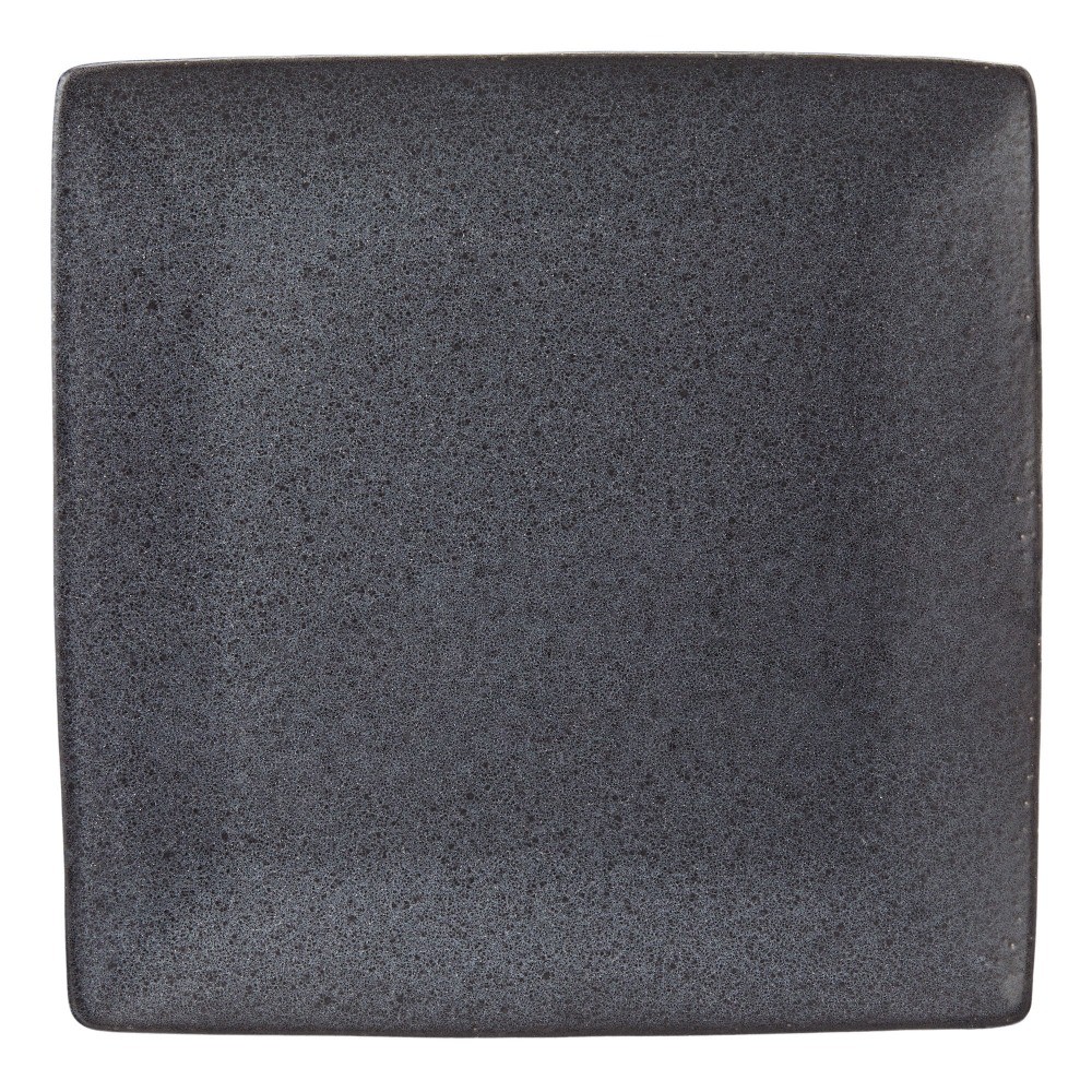 Square Stoneware Dinner Plate Set of 4 Modern Gray Dining Plates