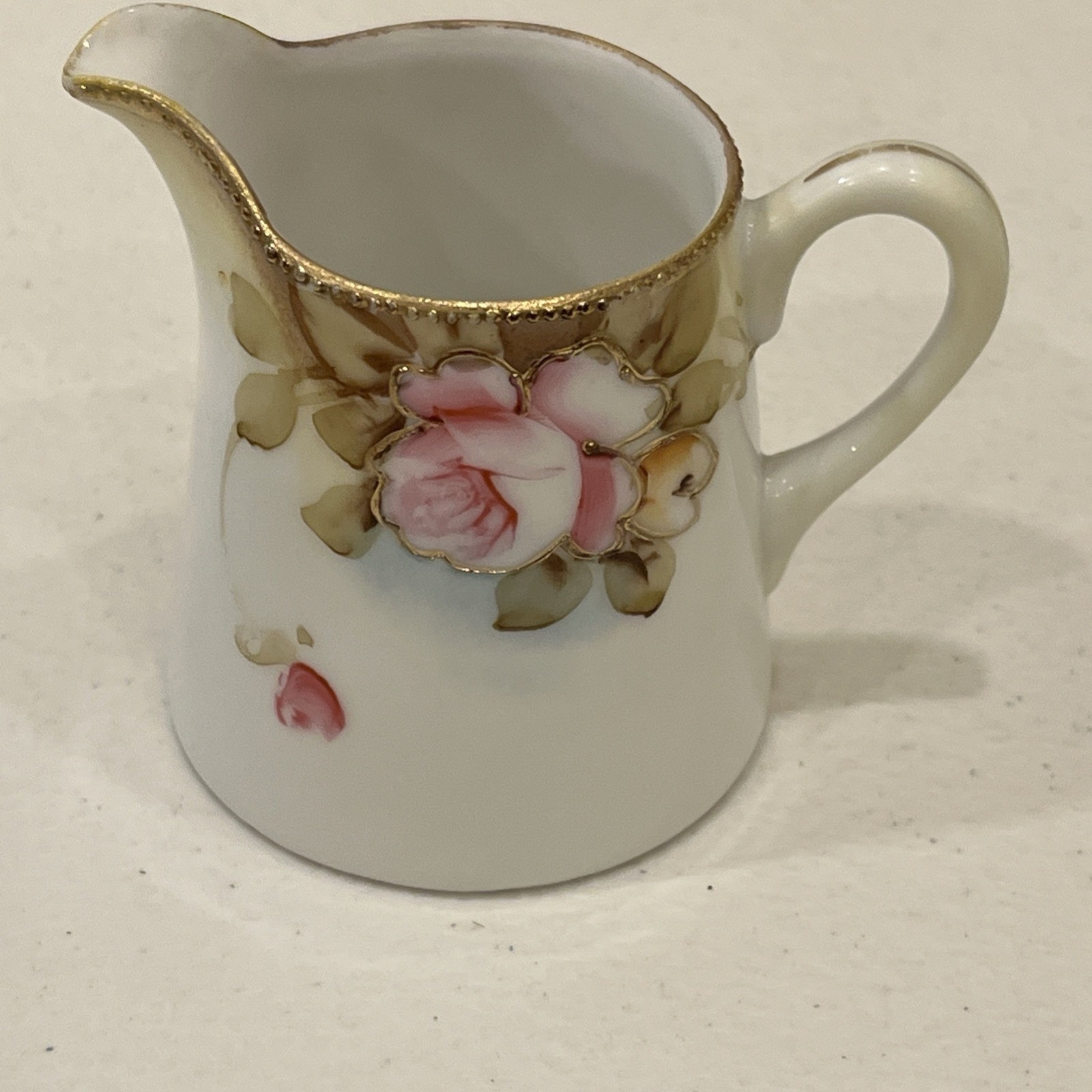 2 Piece Vintage Nippon Hand Painted Floral Creamer Pitcher And Sugar With Lid