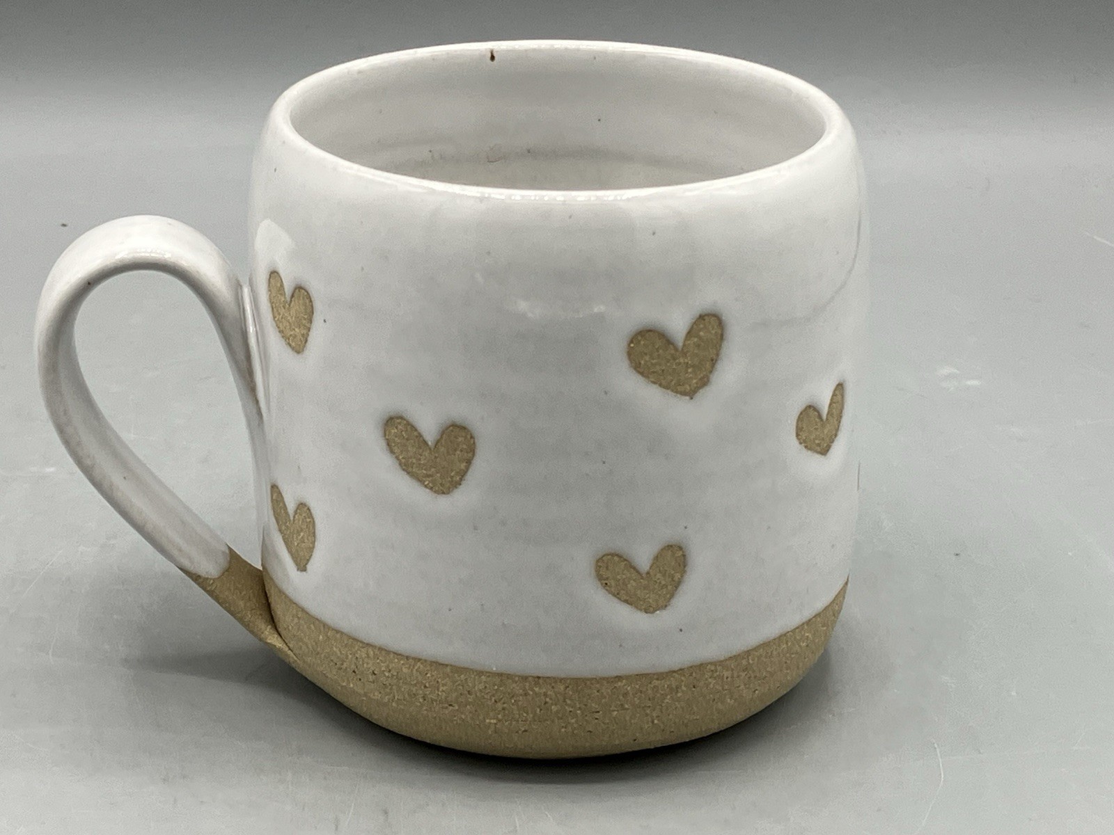 Farmhouse Pottery Confetti Heart Mug Cup American Stoneware White 12 oz EUC