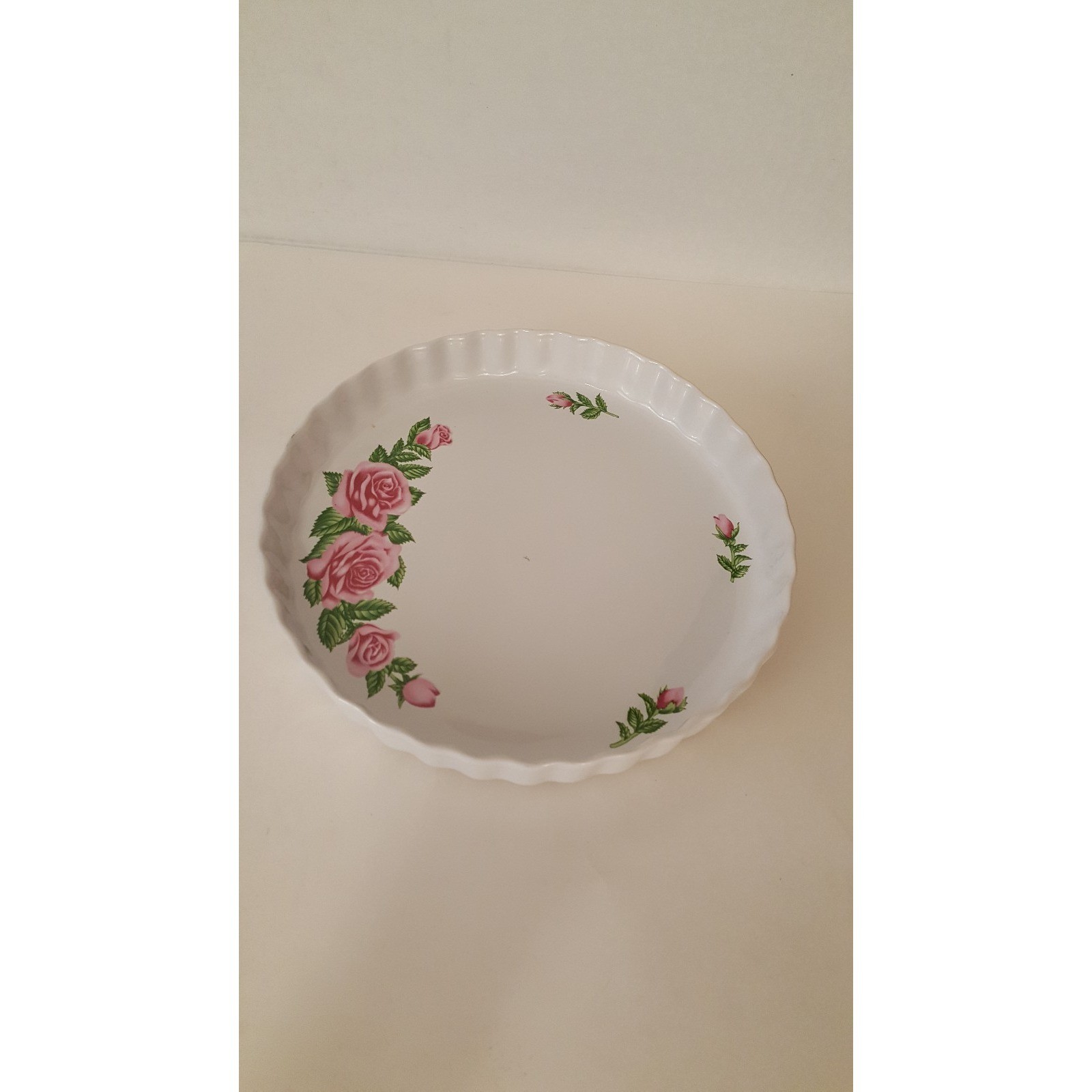 Christineholm Porcelain Flower Platter Backing Dish Scalloped 9.5″ Round